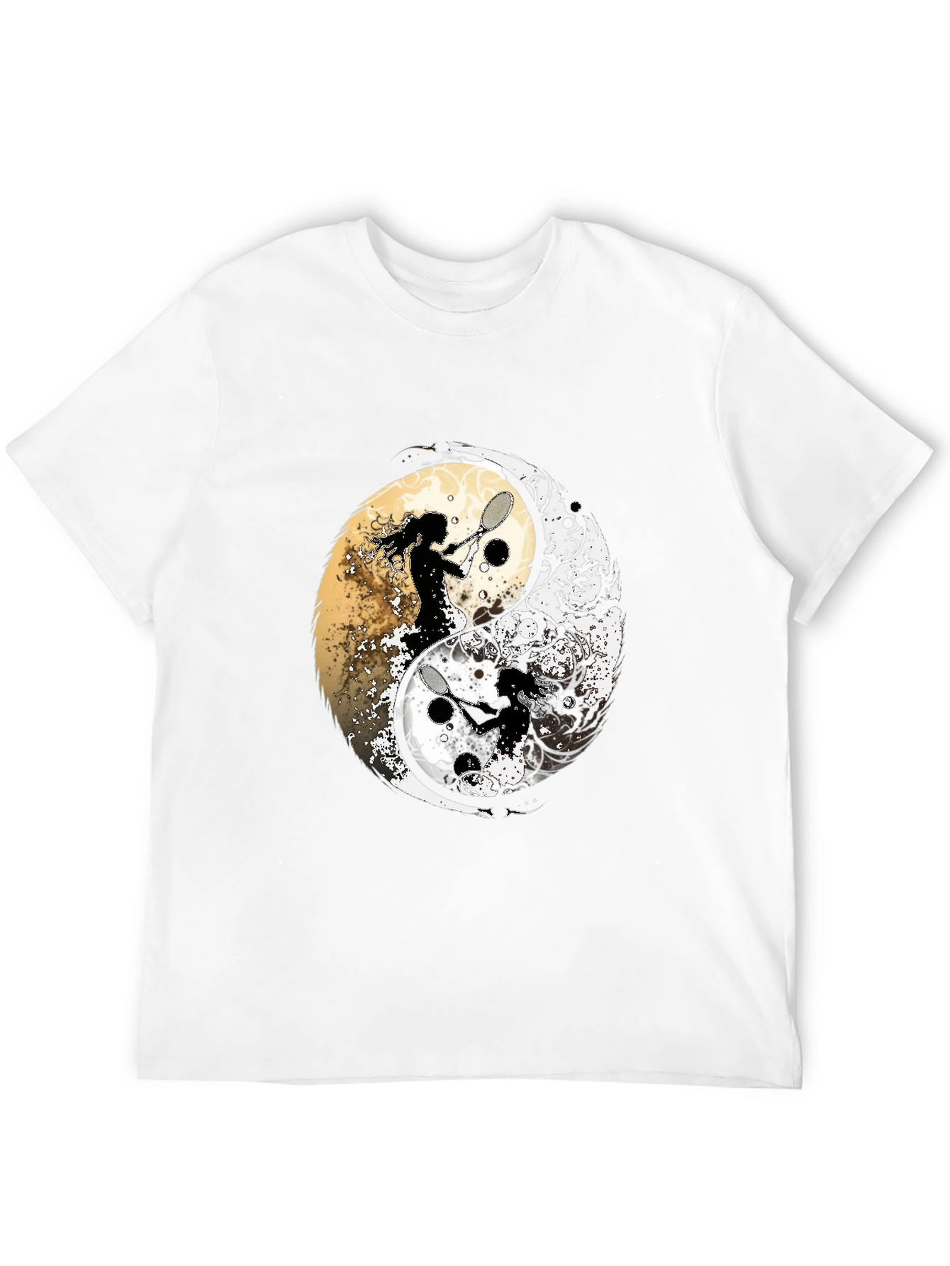 Yin Yang Tennis Player Black Graphic Tee