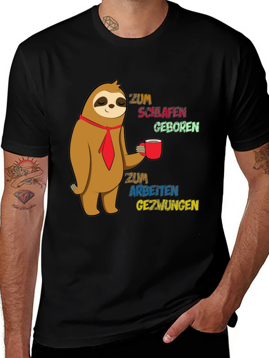 Sloth Coffee T-Shirt - Born to Sleep Forced to Work