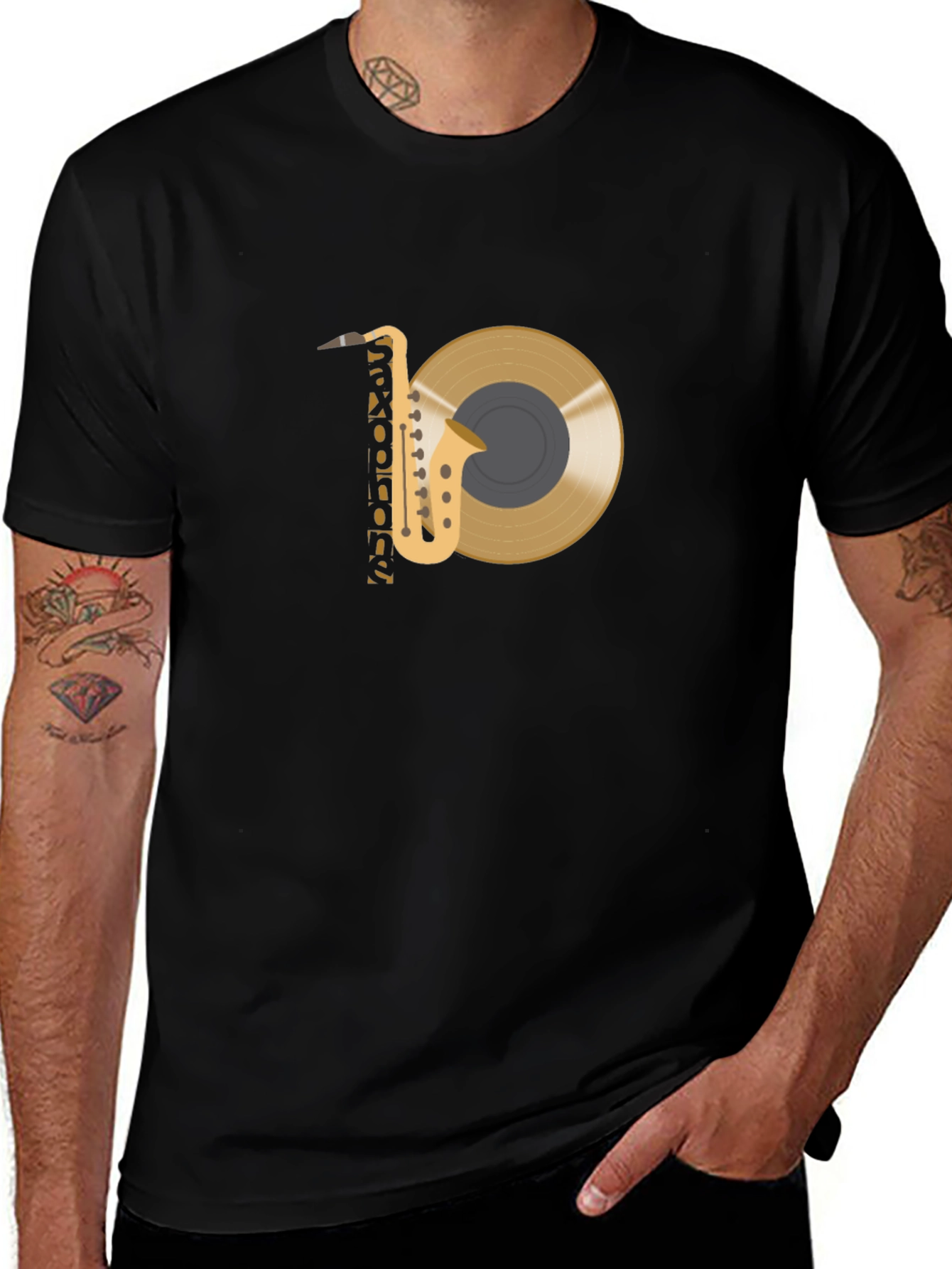 Saxophone and Record Graphic Tee