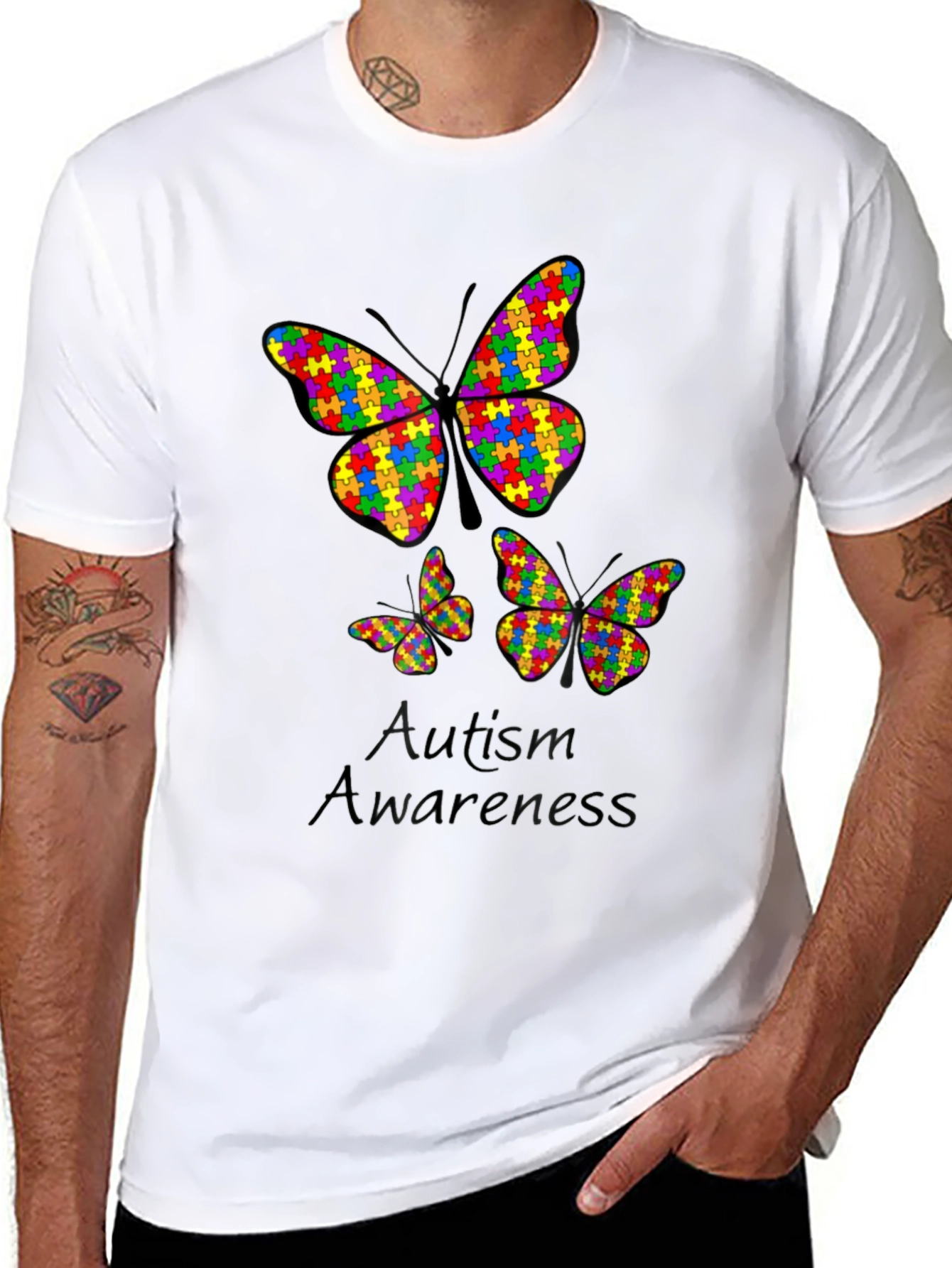 Autism Awareness Butterfly Puzzle T-Shirt