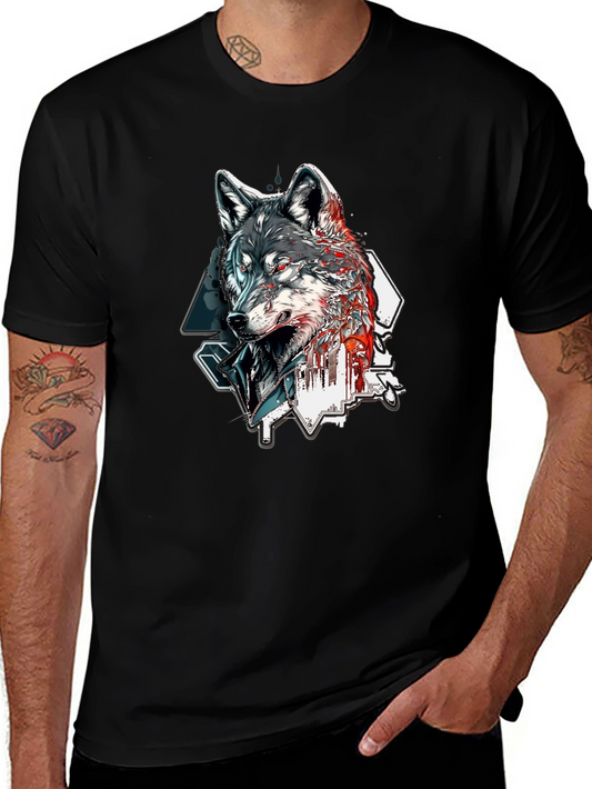 Wolf Graphic Print Black T-Shirt