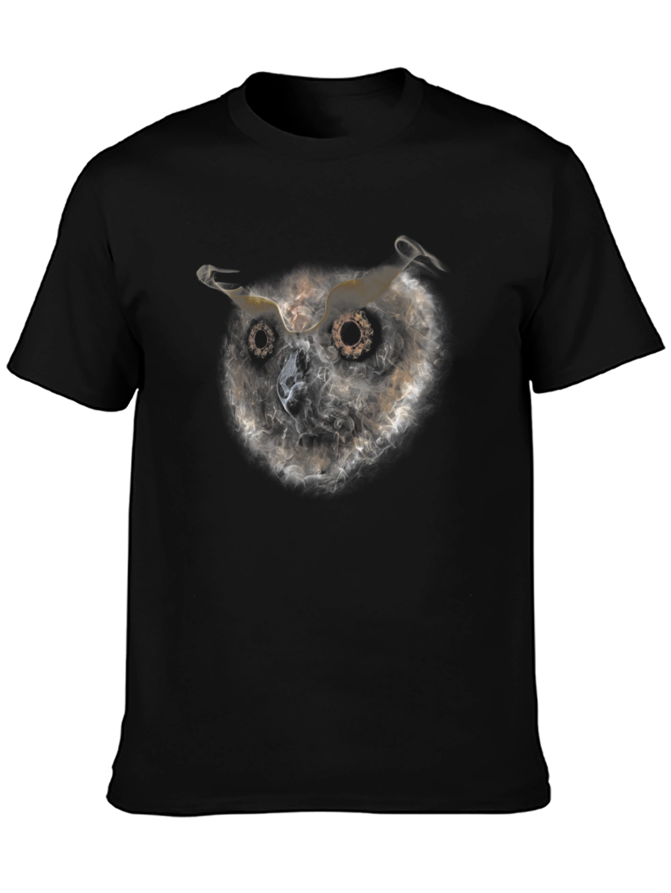 Owl Smoke Art Black T-Shirt
