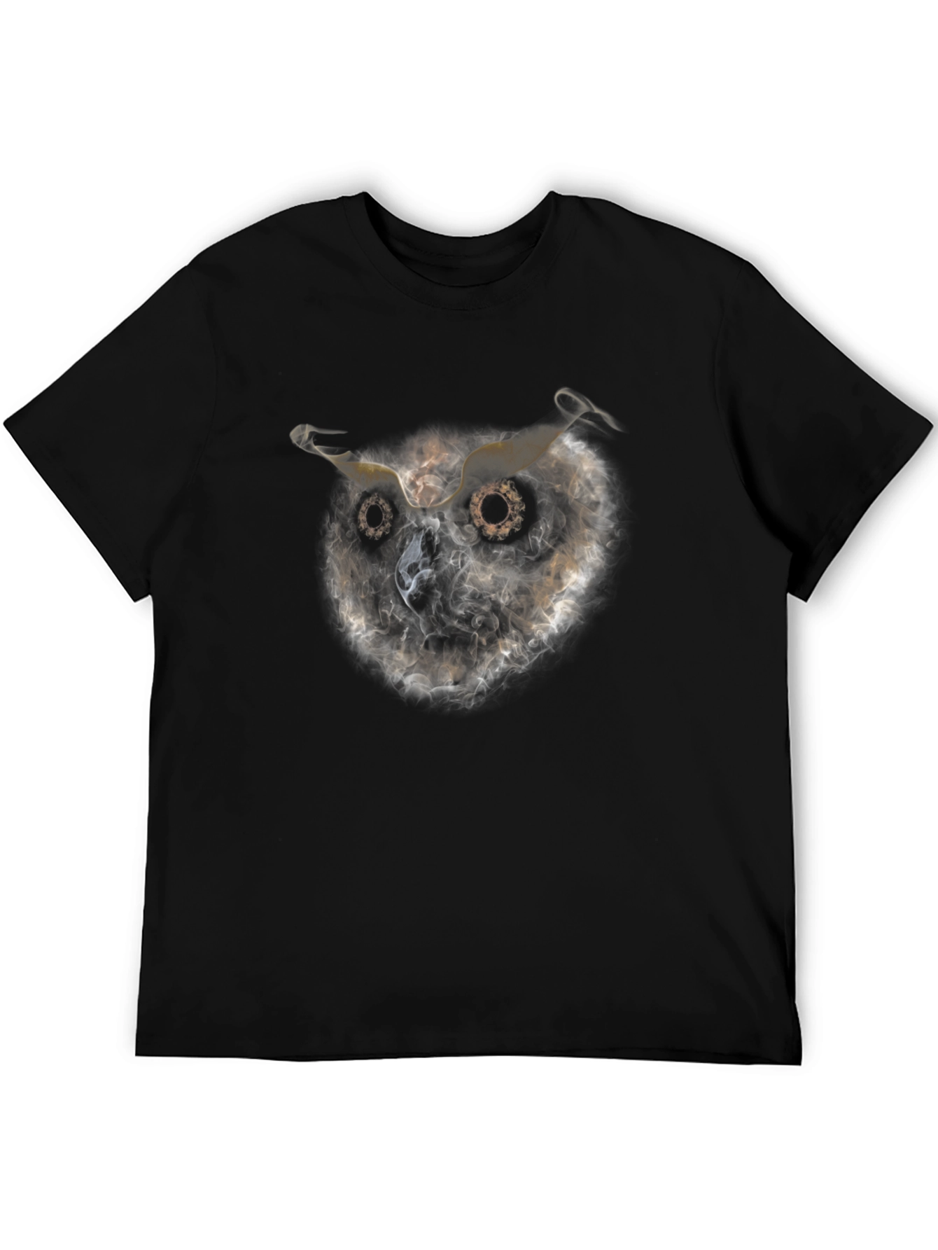 Owl Smoke Art Black T-Shirt