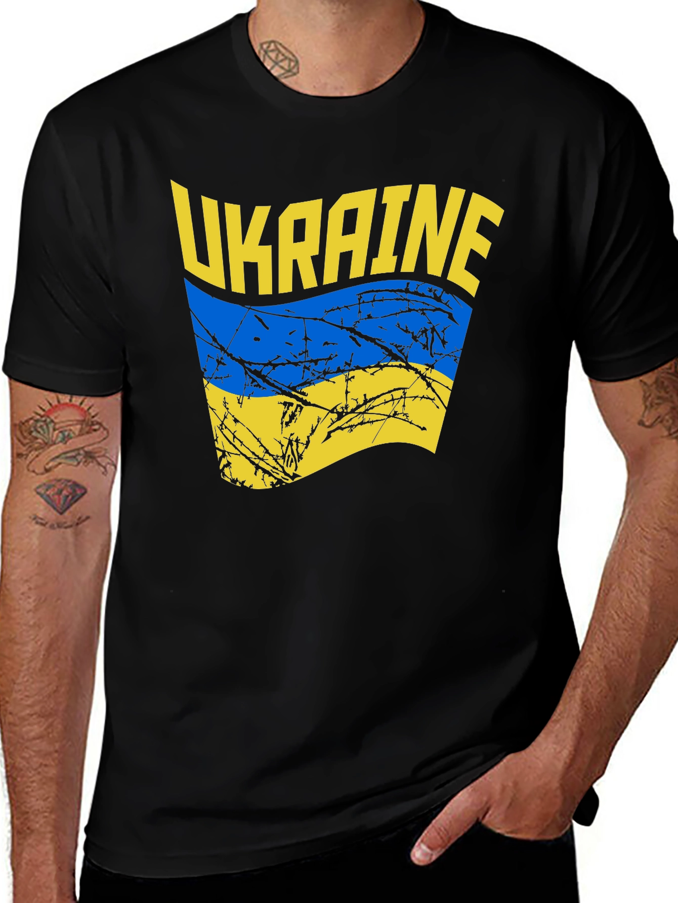 Ukraine Flag Graphic Black T-Shirt