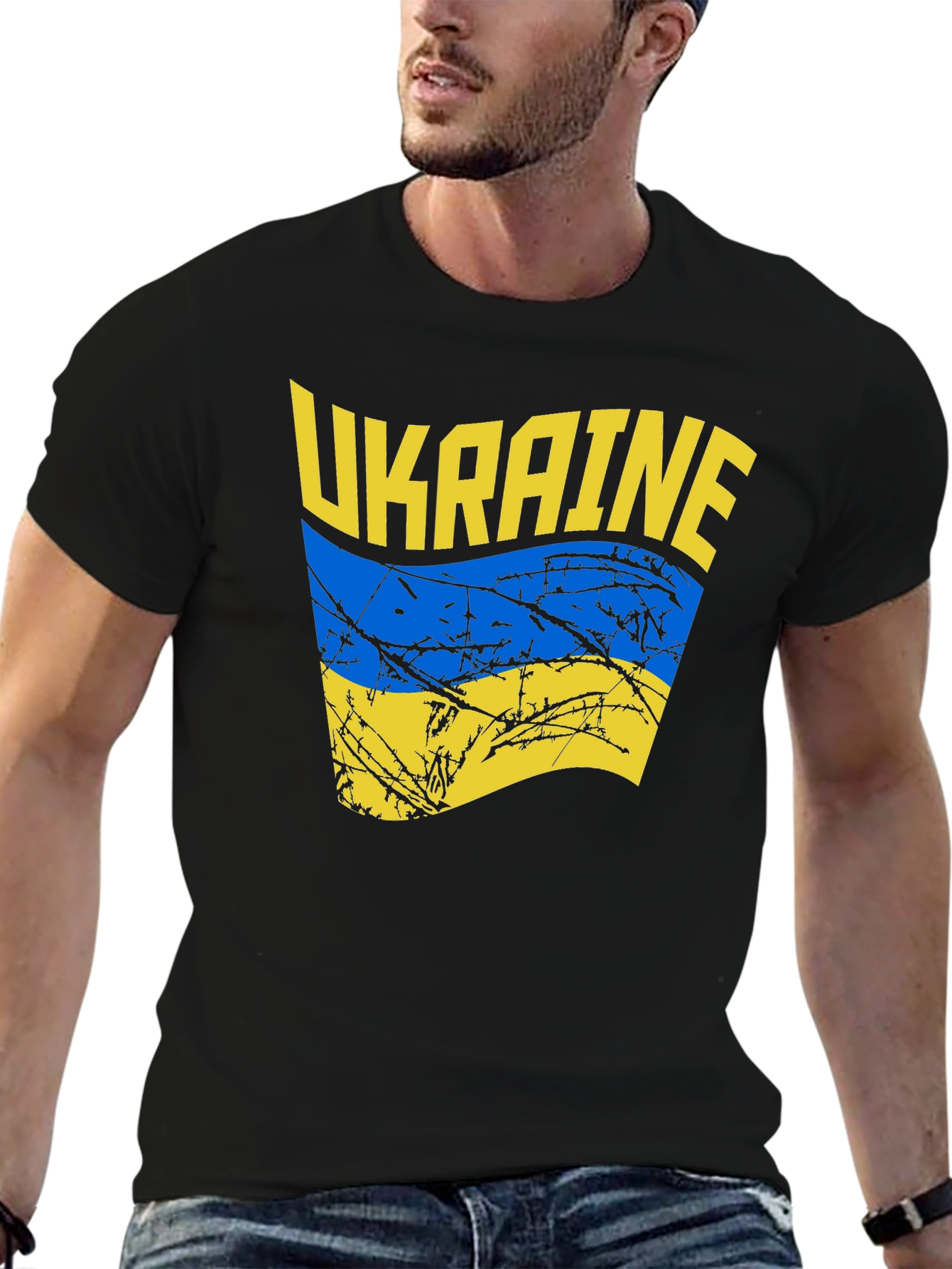 Ukraine Flag Graphic Black T-Shirt