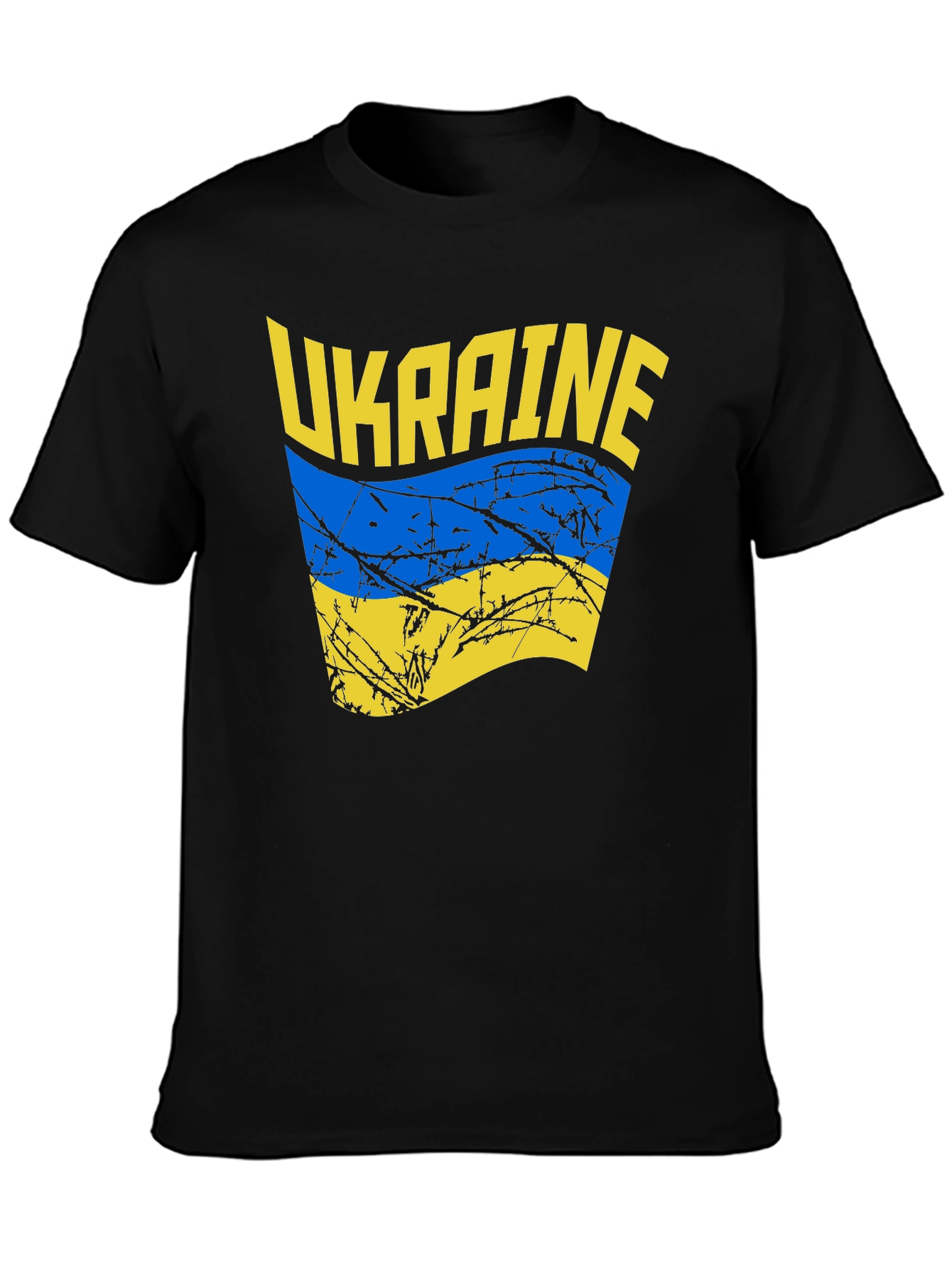 Ukraine Flag Graphic Black T-Shirt