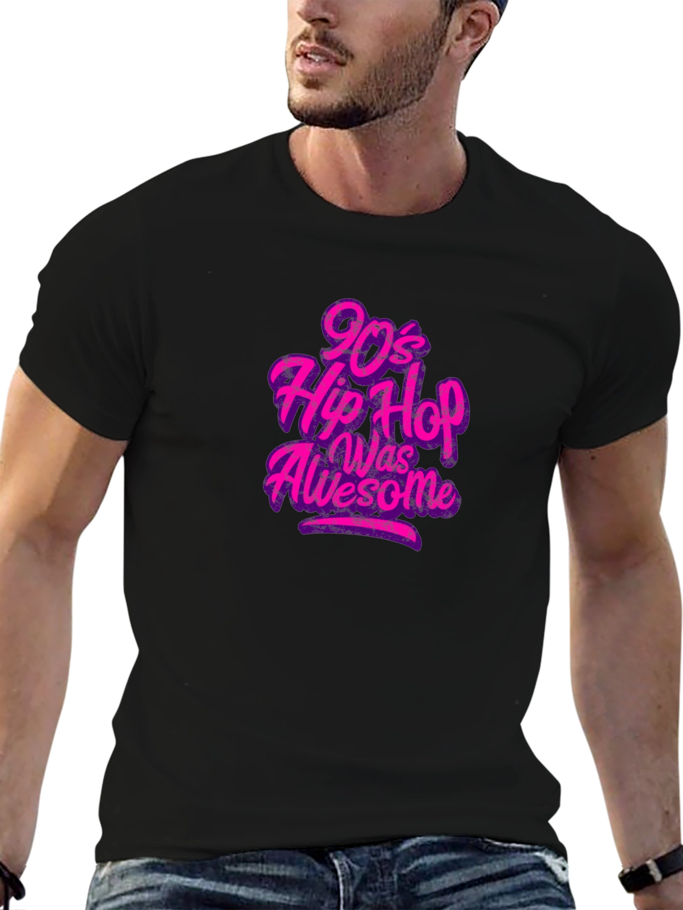 90s Hip Hop Was Awesome Black Graphic Tee