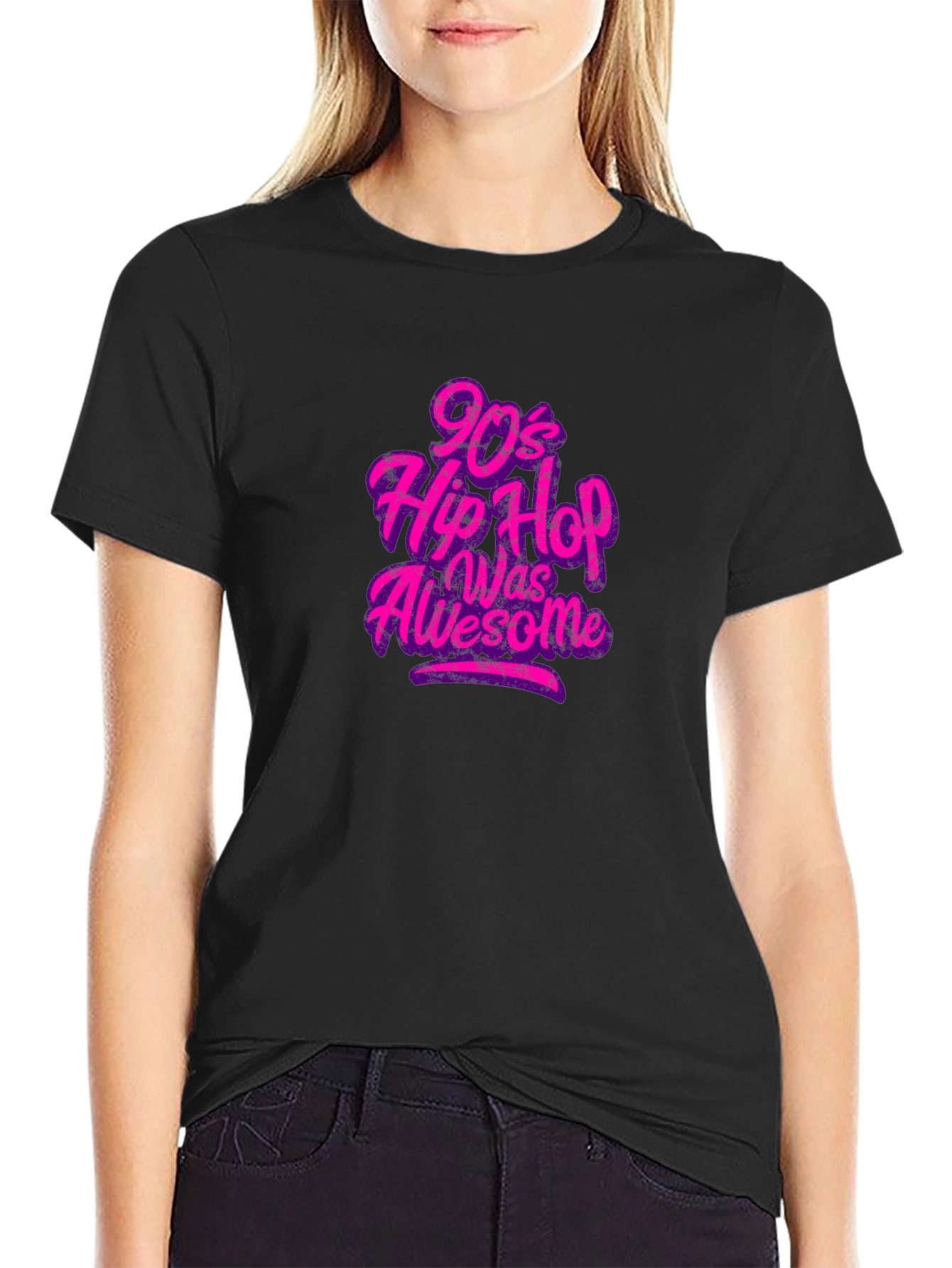90s Hip Hop Was Awesome Black Graphic Tee