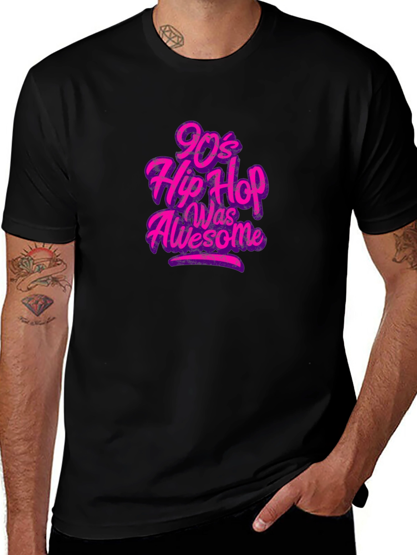 90s Hip Hop Was Awesome Black Graphic Tee