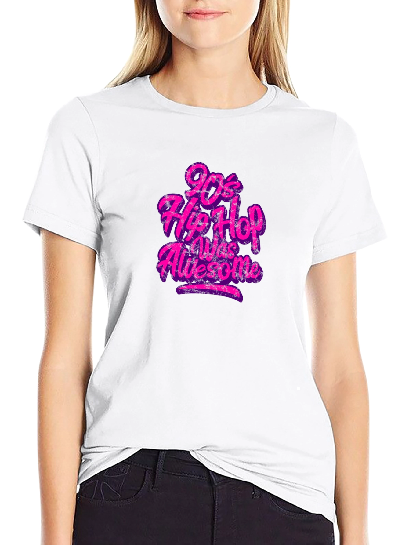90s Hip Hop Was Awesome Black Graphic Tee