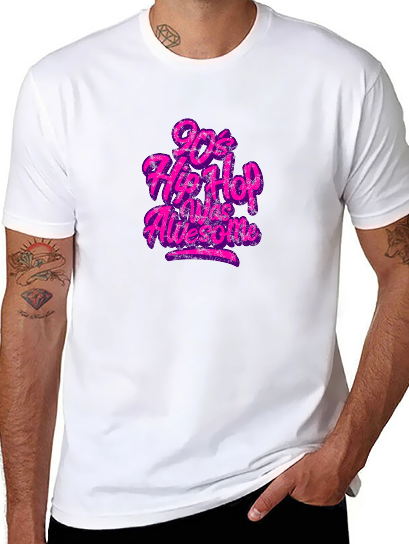90s Hip Hop Was Awesome Black Graphic Tee