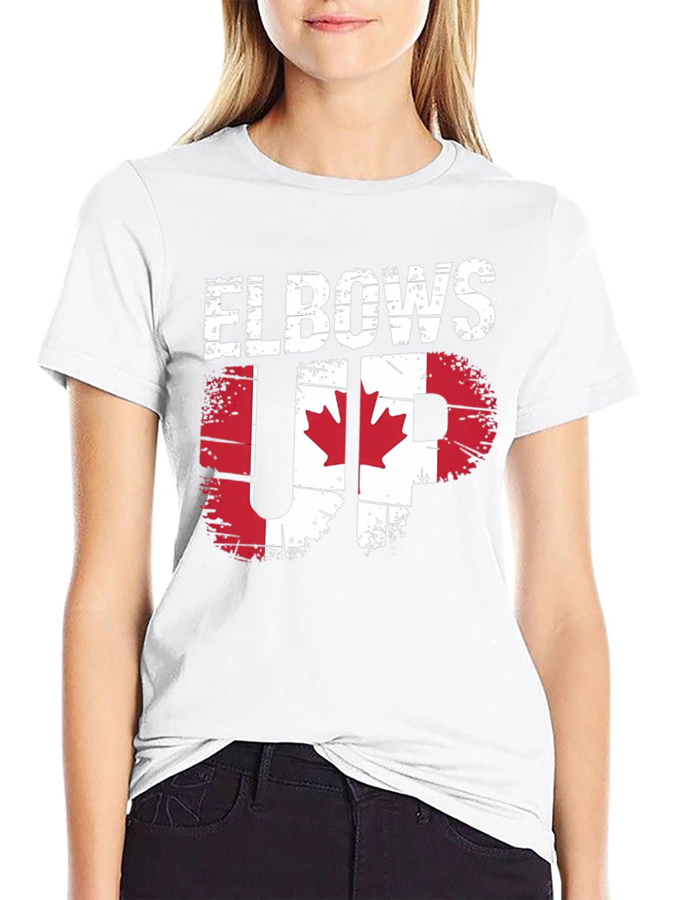 Elbows Up Canada Flag Graphic T-Shirt