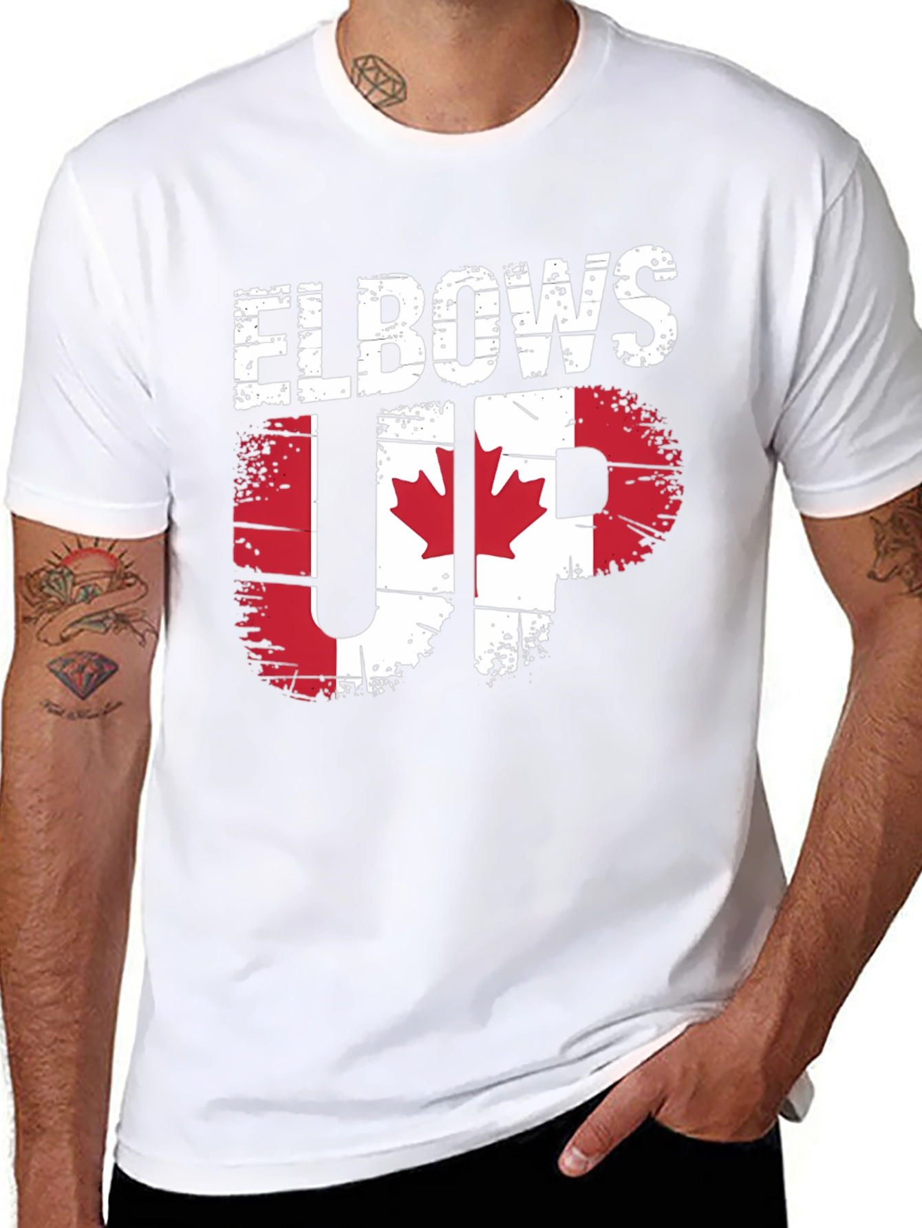 Elbows Up Canada Flag Graphic T-Shirt