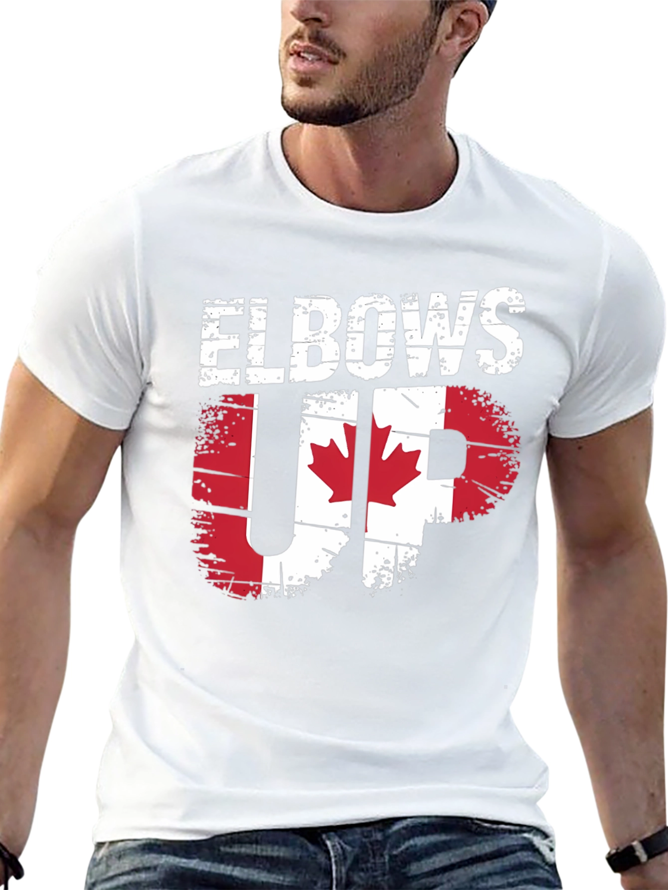 Elbows Up Canada Flag Graphic T-Shirt