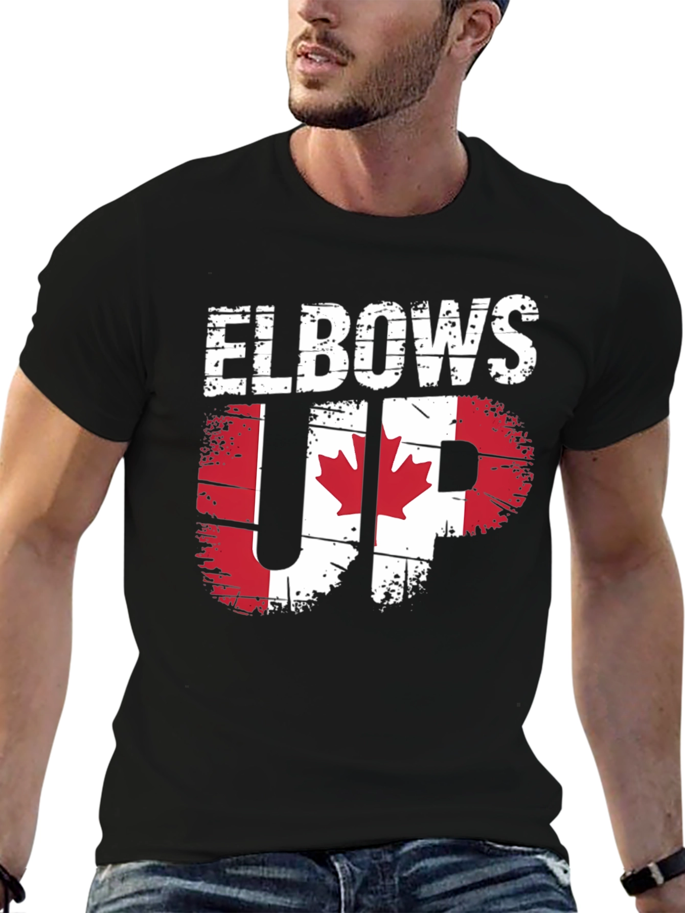 Elbows Up Canada Flag Graphic T-Shirt