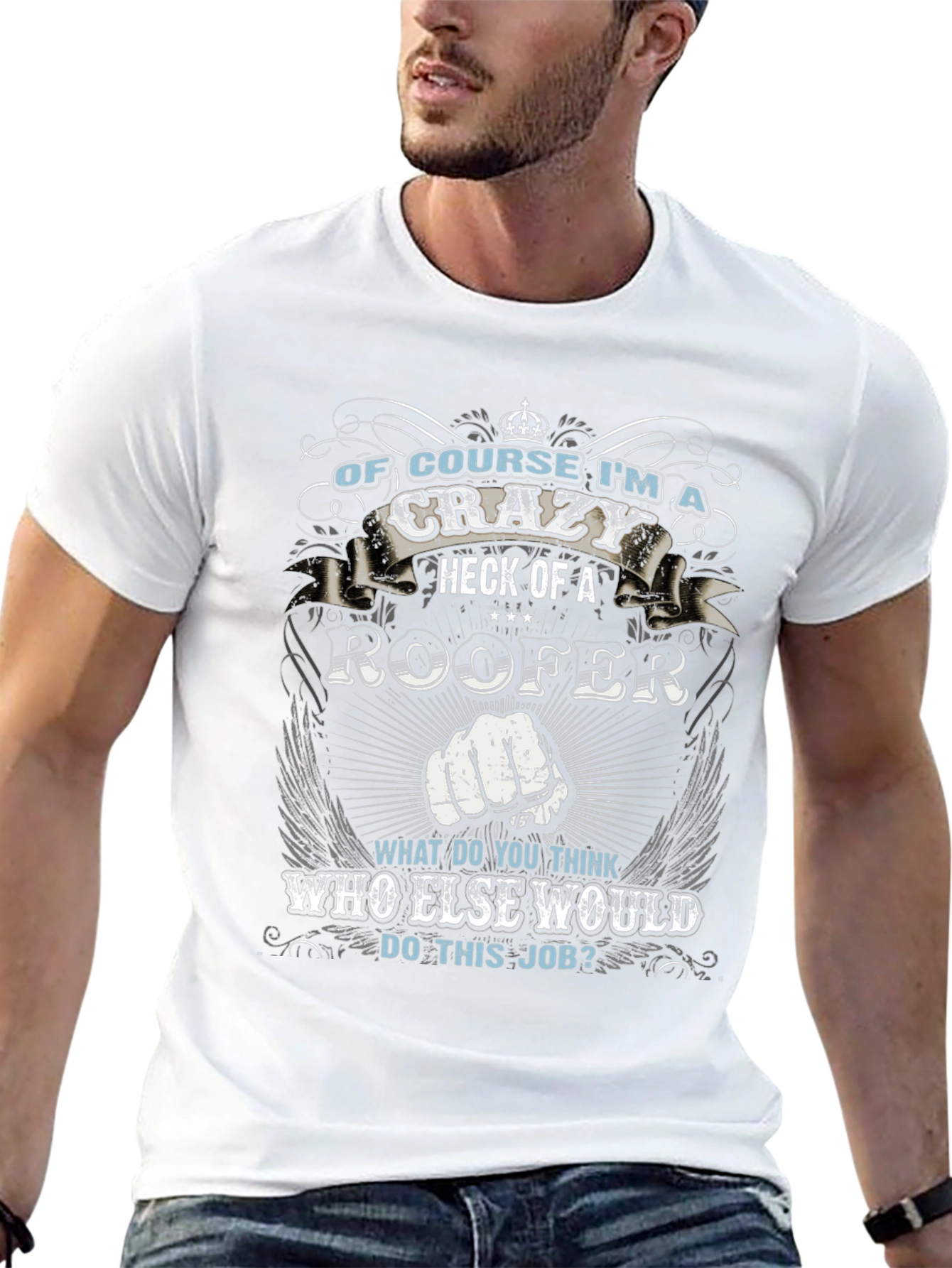 Crazy Roofer T-Shirt: Unique Design for Roofing Professionals