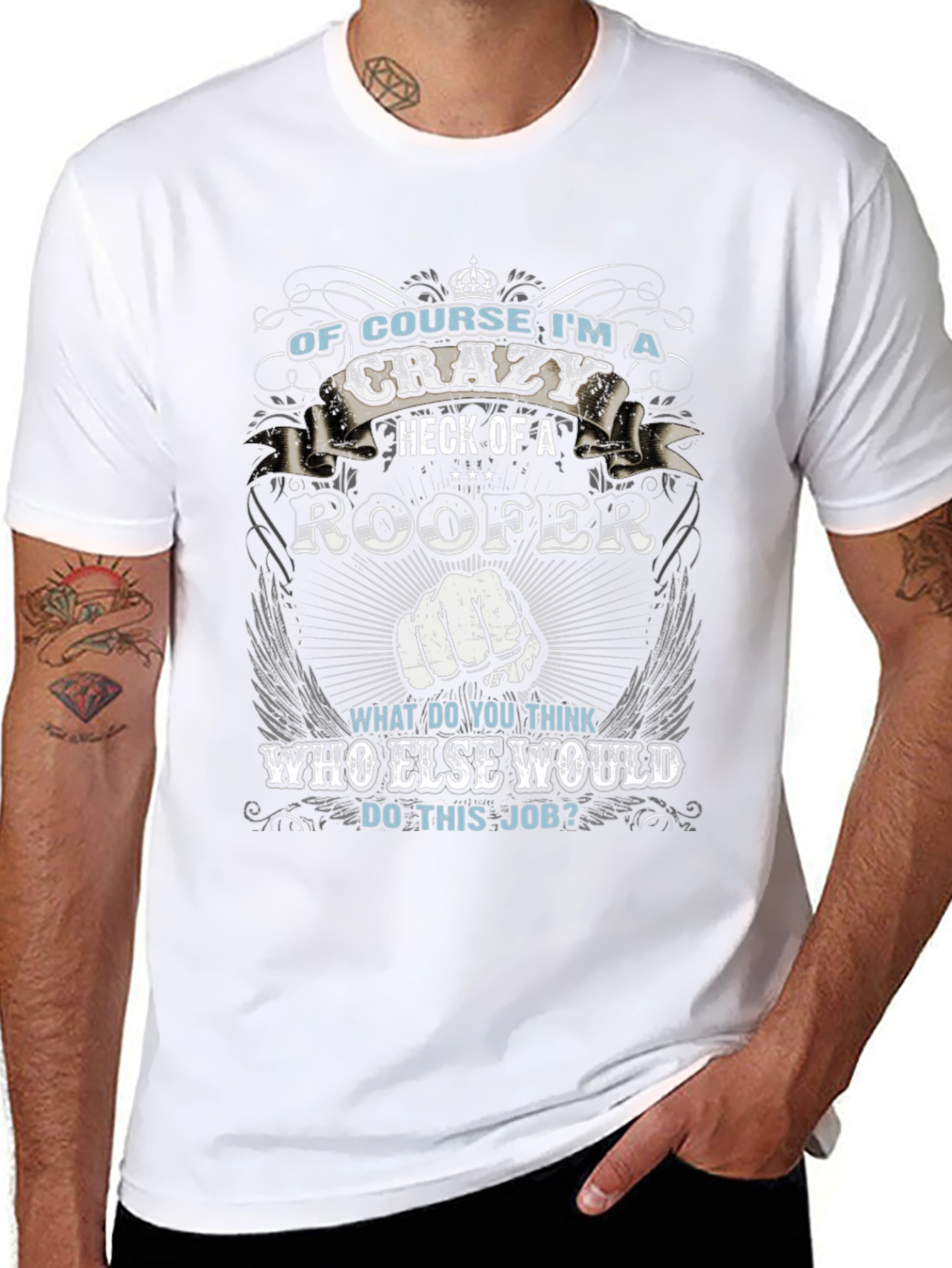 Crazy Roofer T-Shirt: Unique Design for Roofing Professionals
