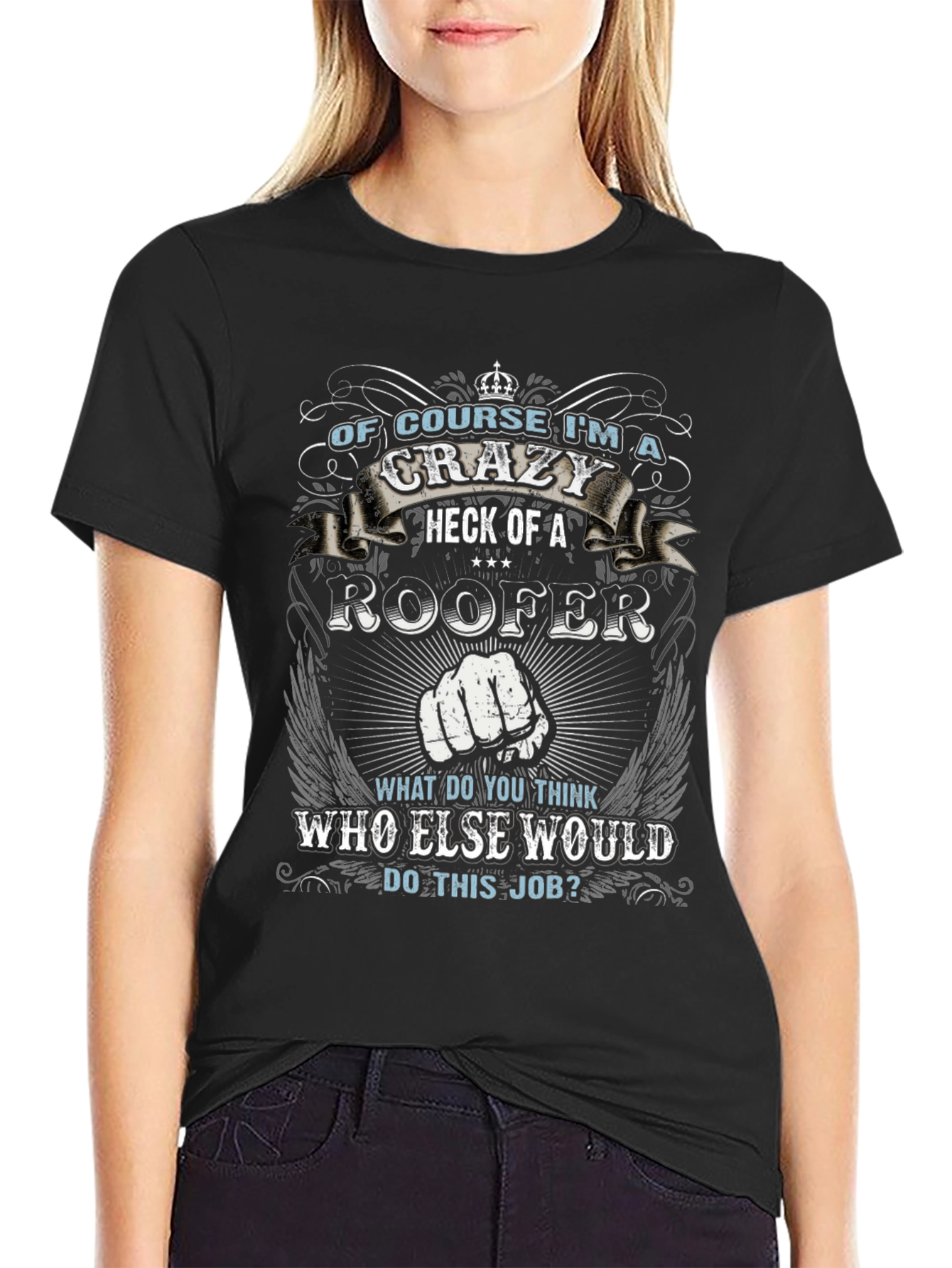 Crazy Roofer T-Shirt: Unique Design for Roofing Professionals
