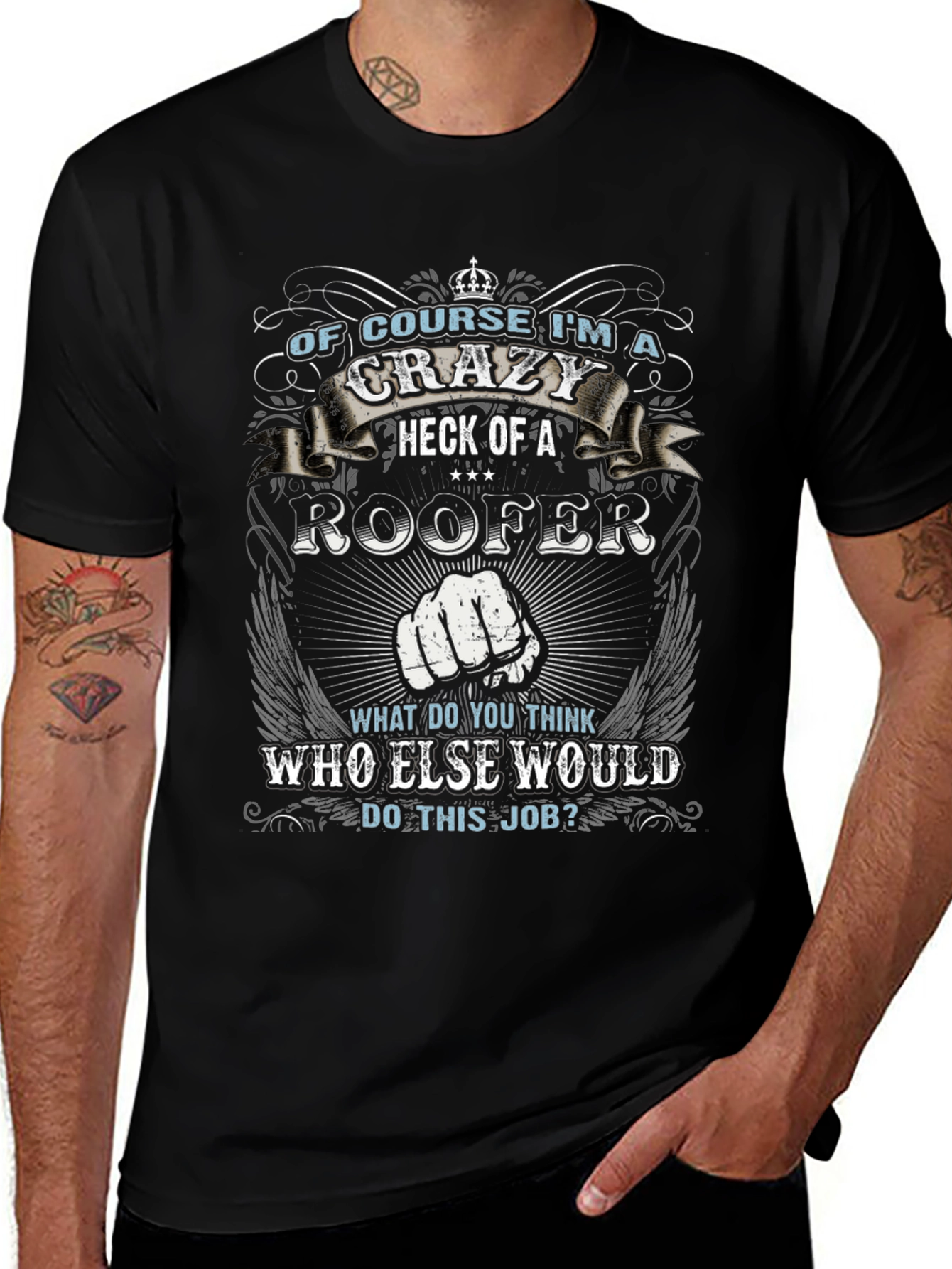 Crazy Roofer T-Shirt: Unique Design for Roofing Professionals