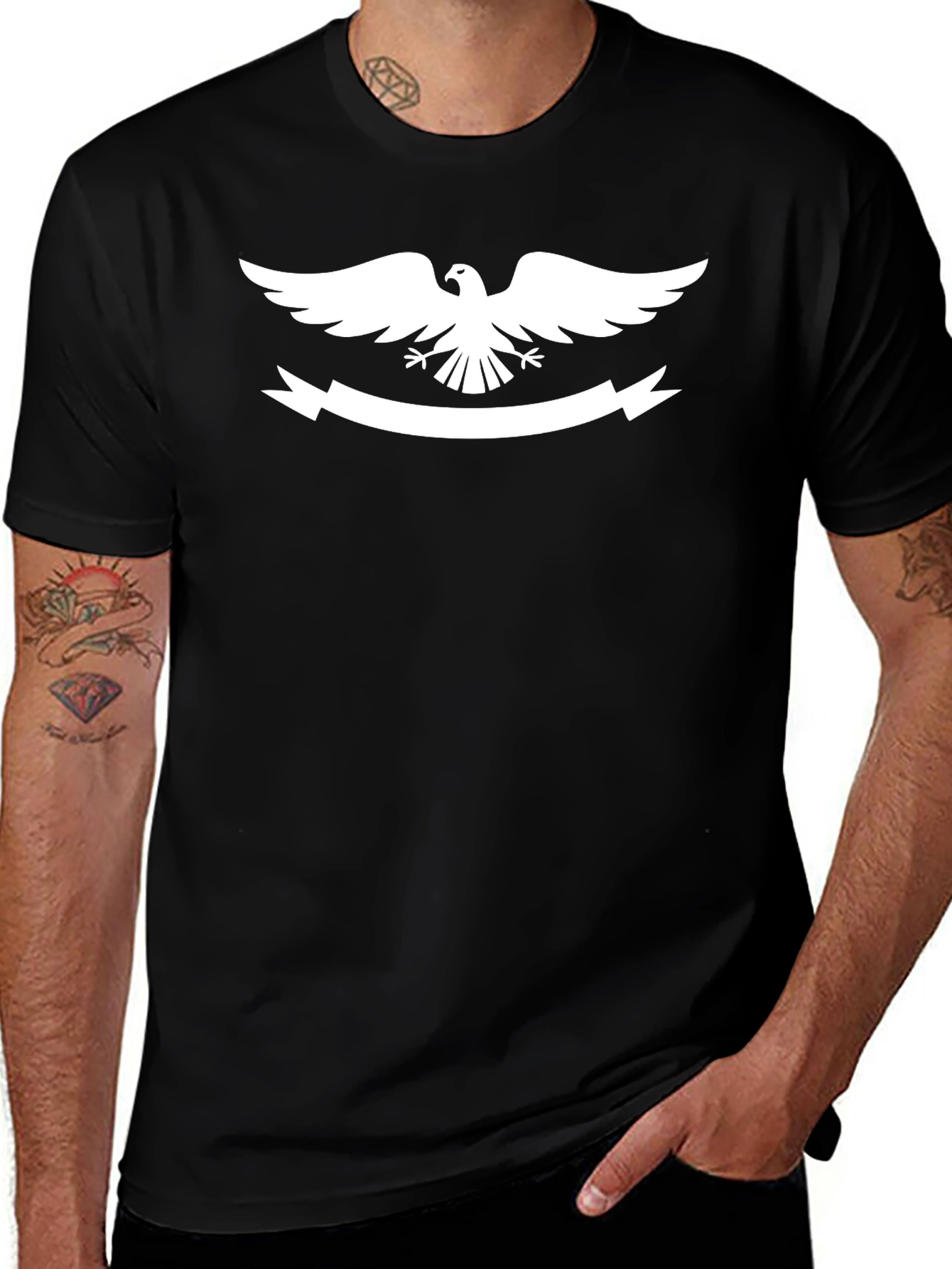 Eagle Crest Graphic Tee - Classic Black Cotton T-Shirt