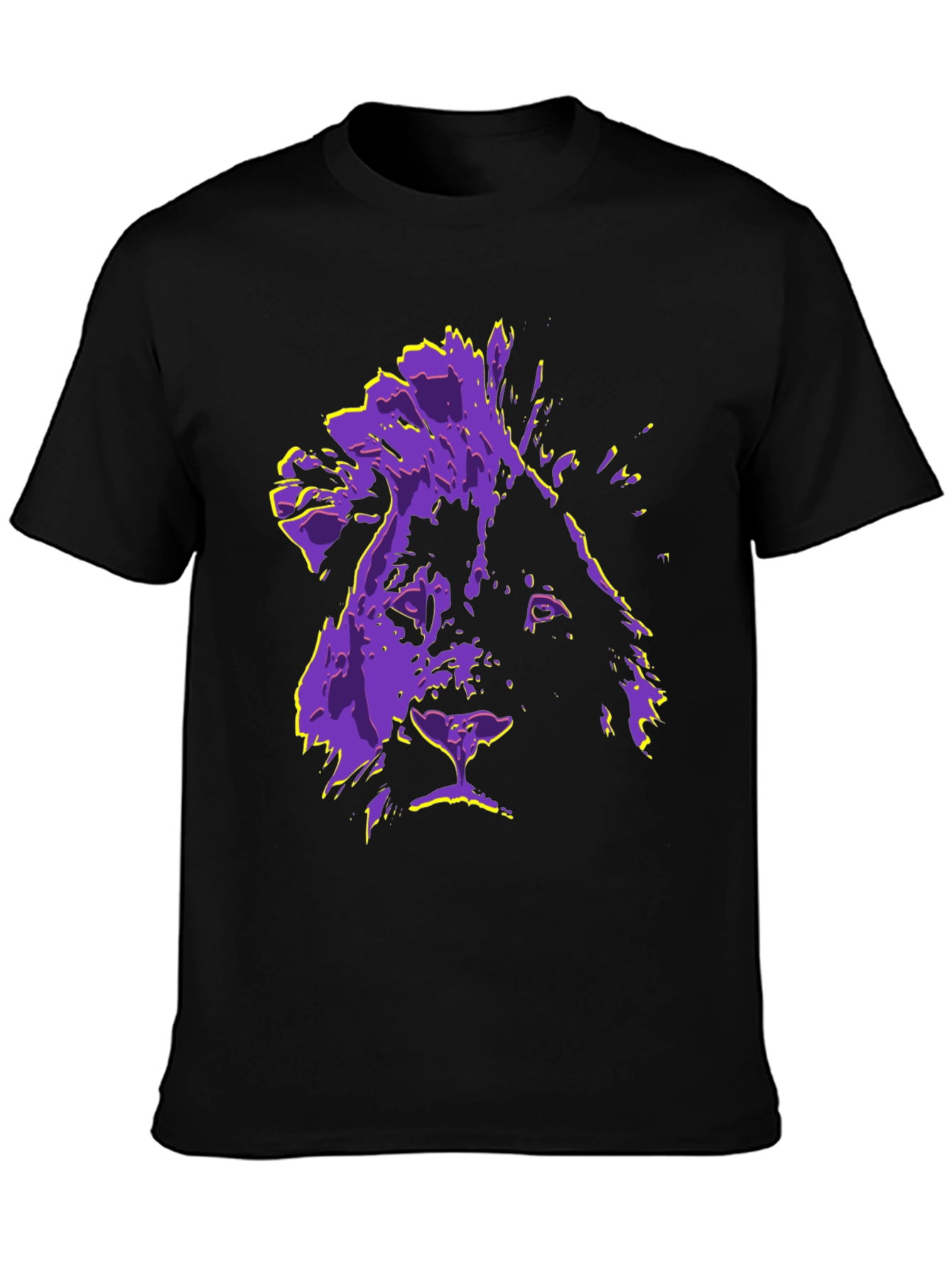 Lion Graphic Tee - Purple & Yellow Print T-Shirt