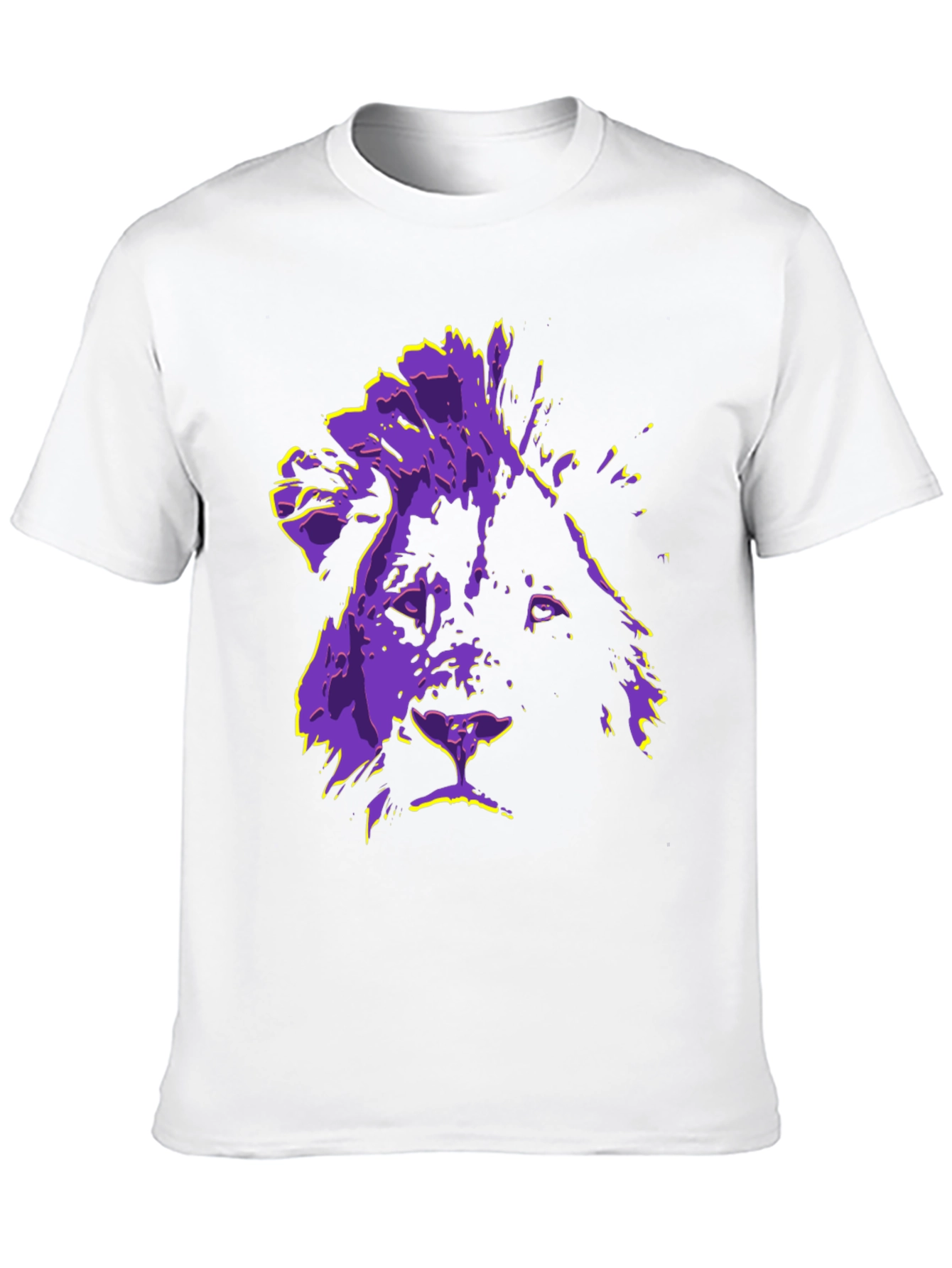 Lion Graphic Tee - Purple & Yellow Print T-Shirt