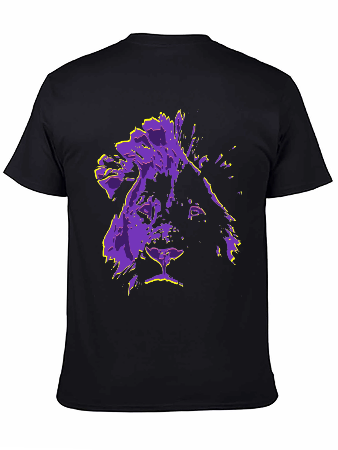 Lion Graphic Tee - Purple & Yellow Print T-Shirt