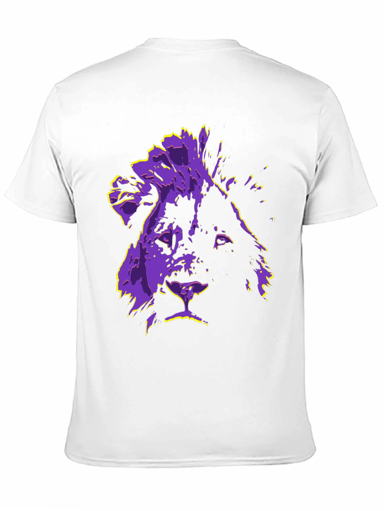 Lion Graphic Tee - Purple & Yellow Print T-Shirt