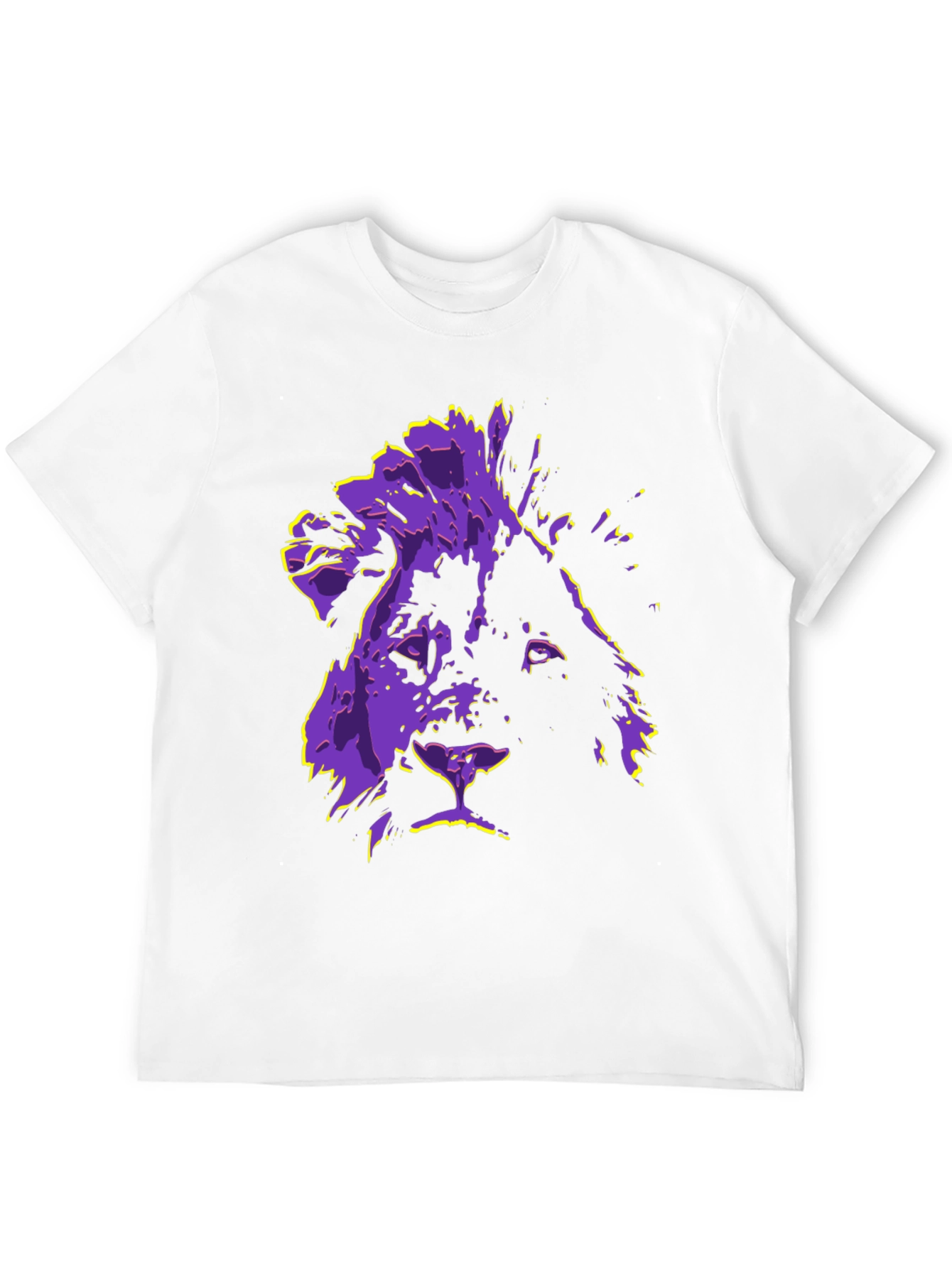 Lion Graphic Tee - Purple & Yellow Print T-Shirt