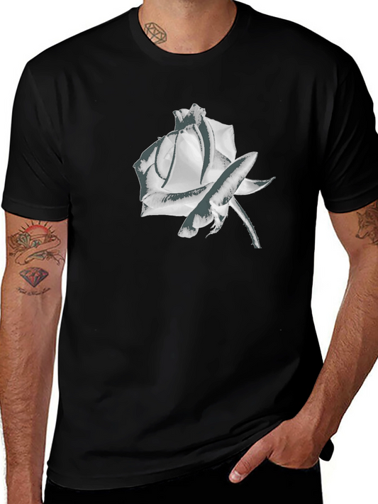 Monochrome Rose Graphic Tee - Stylish & Modern