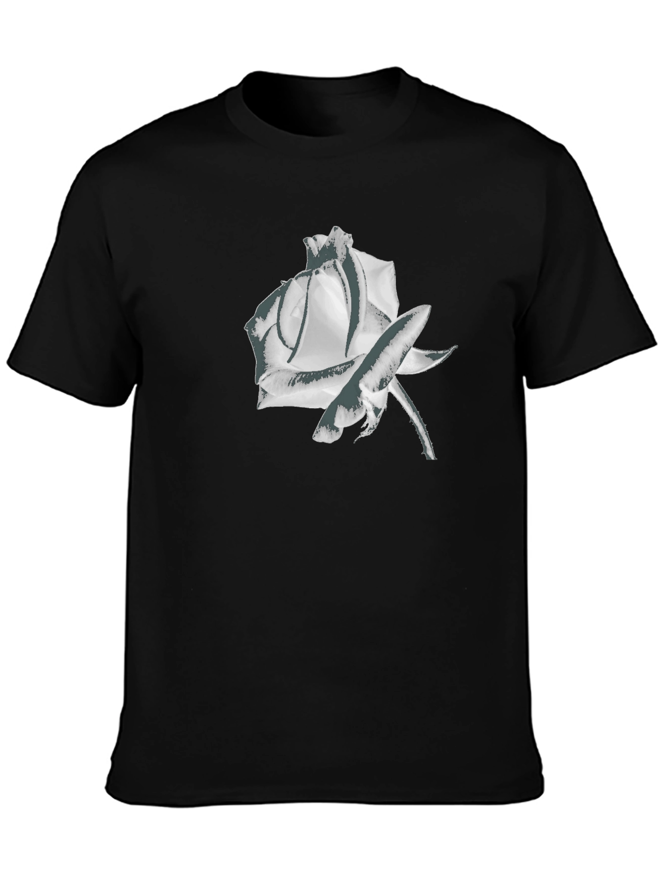Monochrome Rose Graphic Tee - Stylish & Modern