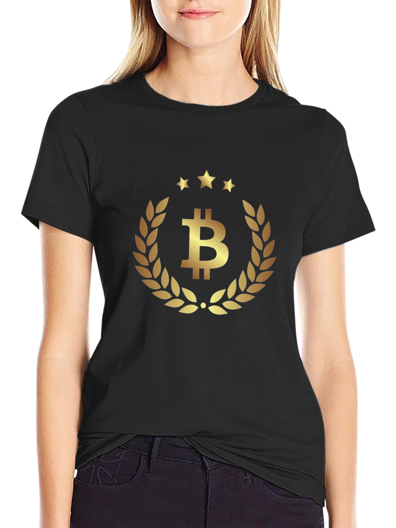 Bitcoin Laurel Wreath T-Shirt - Crypto Currency Tee