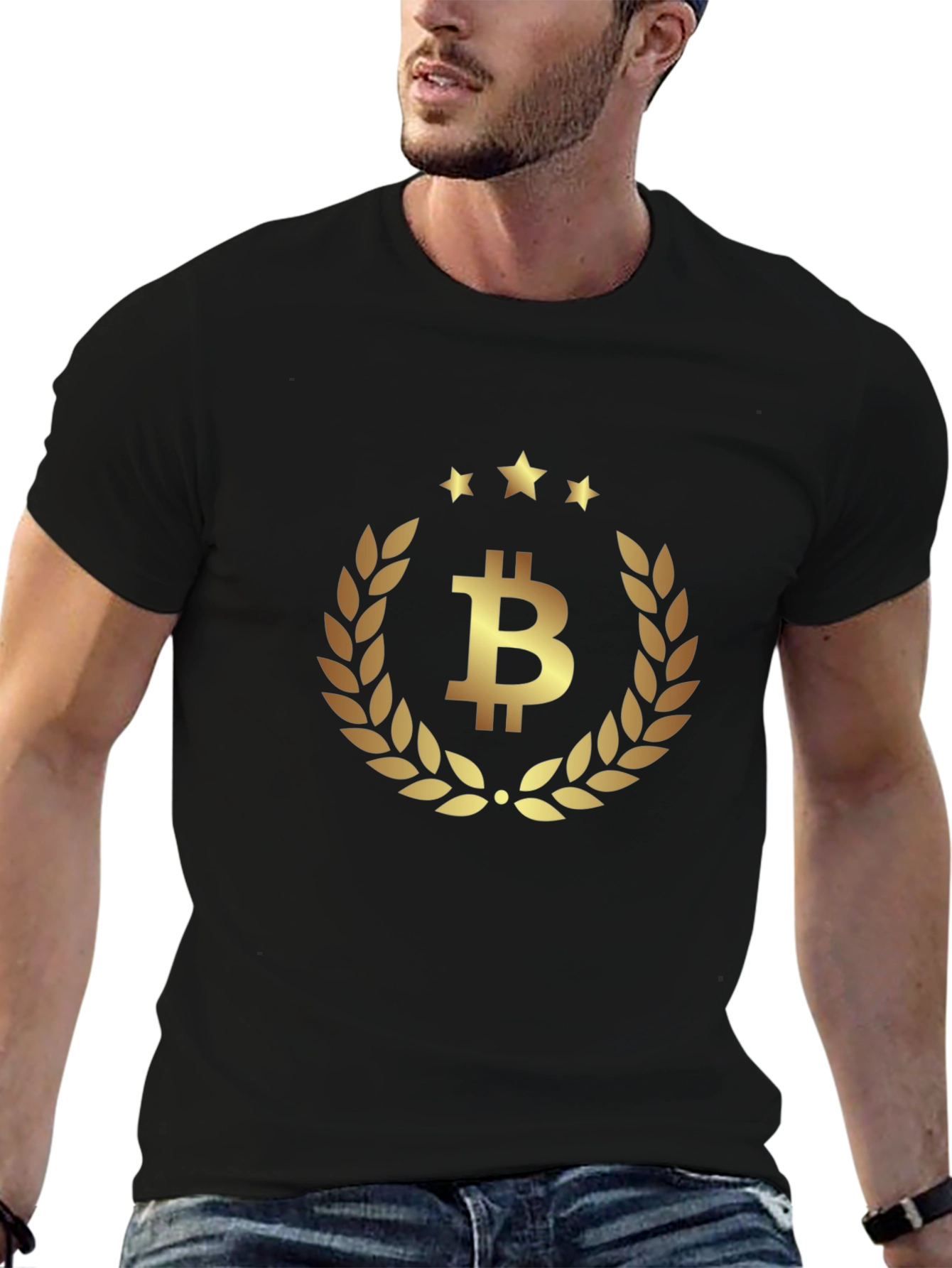 Bitcoin Laurel Wreath T-Shirt - Crypto Currency Tee