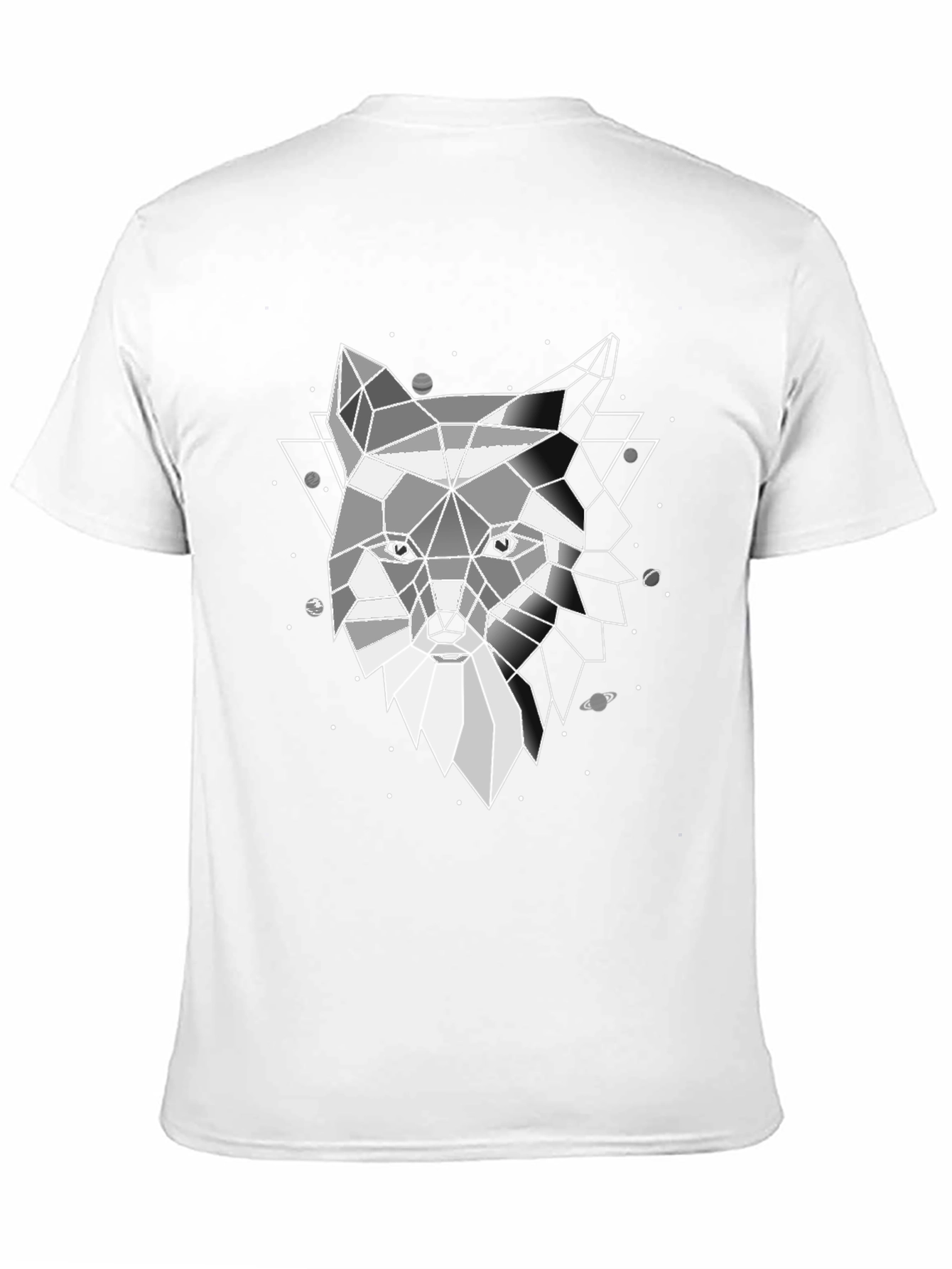 Geometric Wolf Print Black T-Shirt