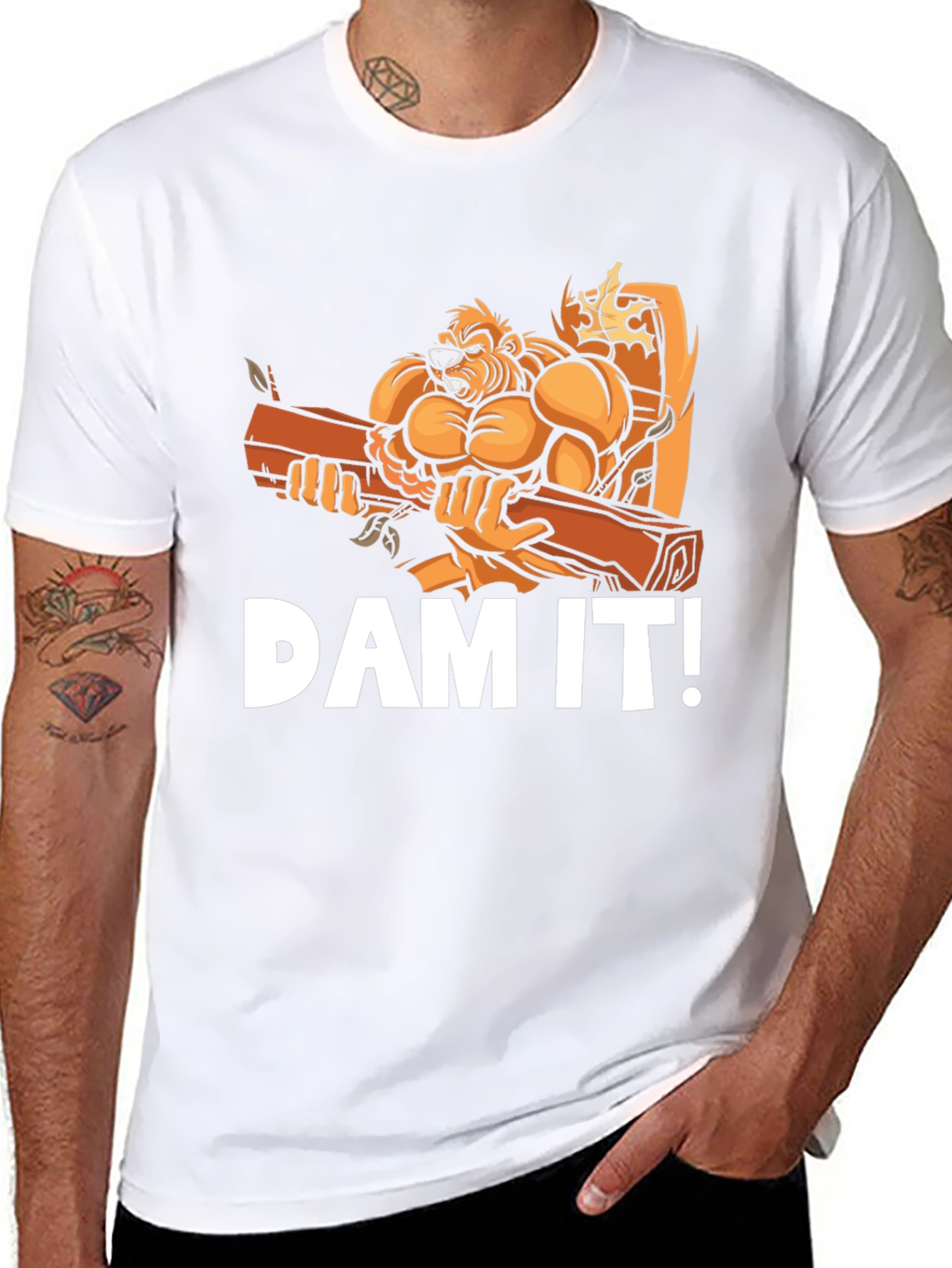 Funny Beaver DAM IT! Graphic T-Shirt