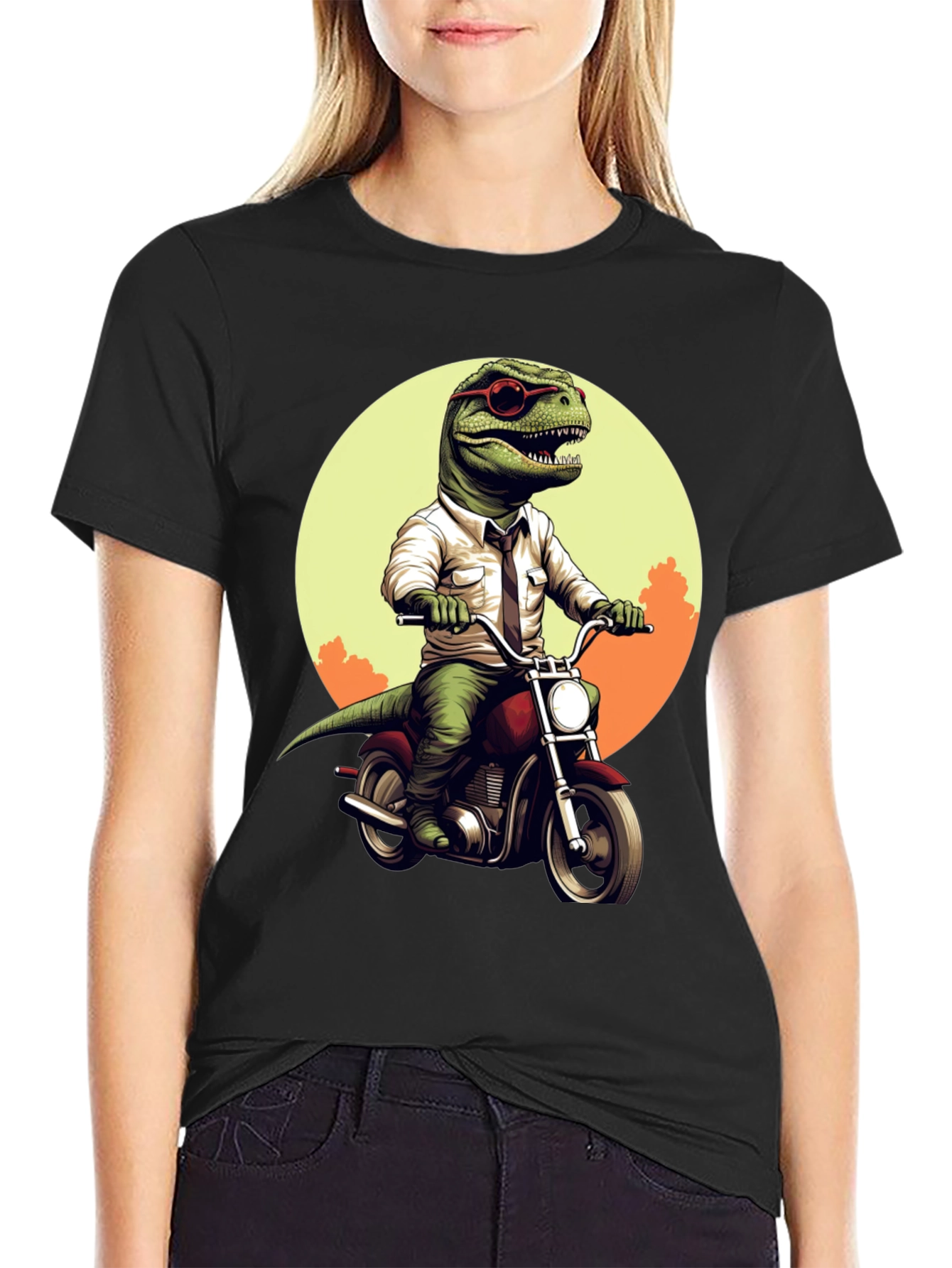 Dino Rider T-Shirt: Cool T-Rex on Motorcycle Tee