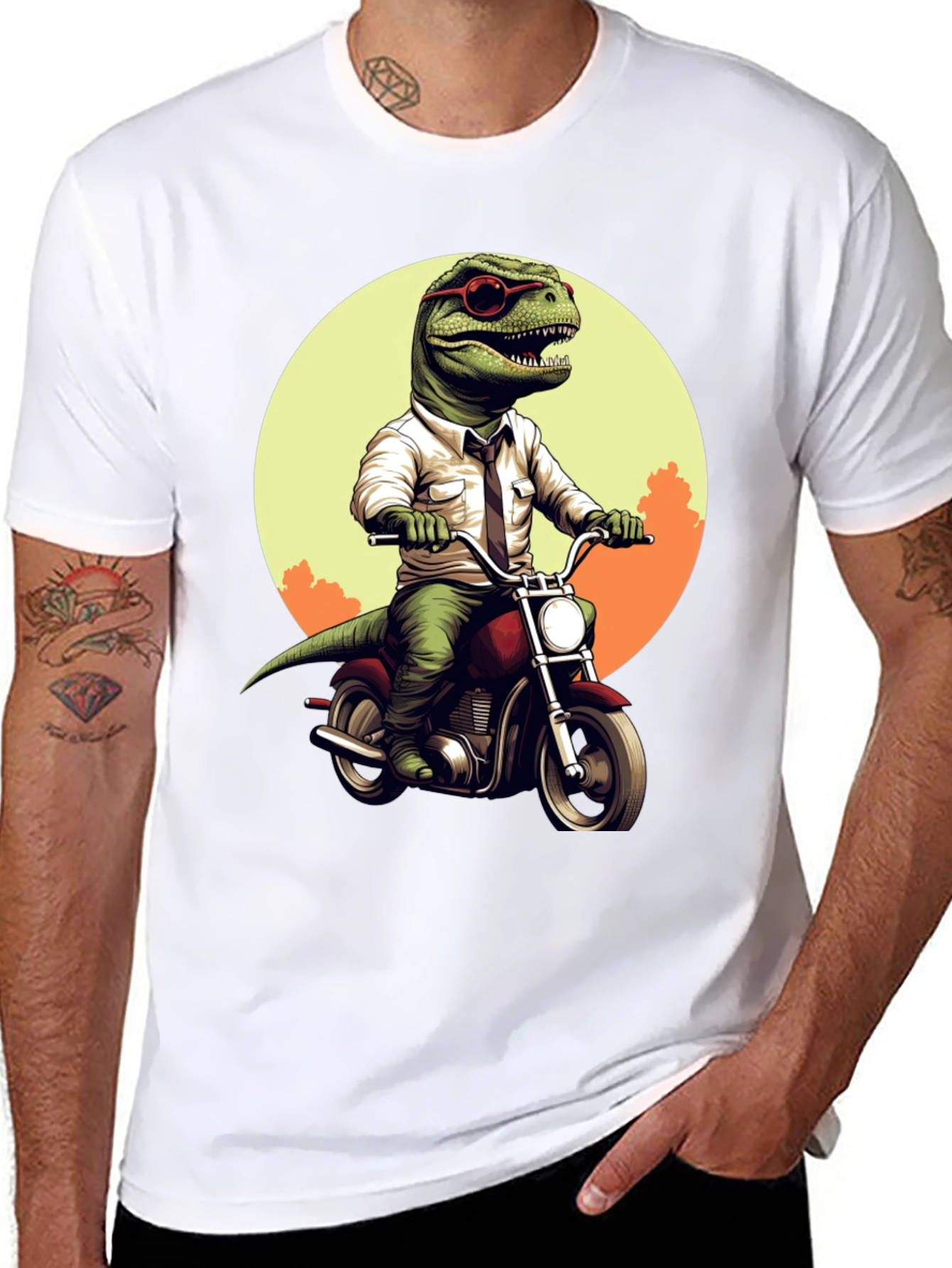 Dino Rider T-Shirt: Cool T-Rex on Motorcycle Tee