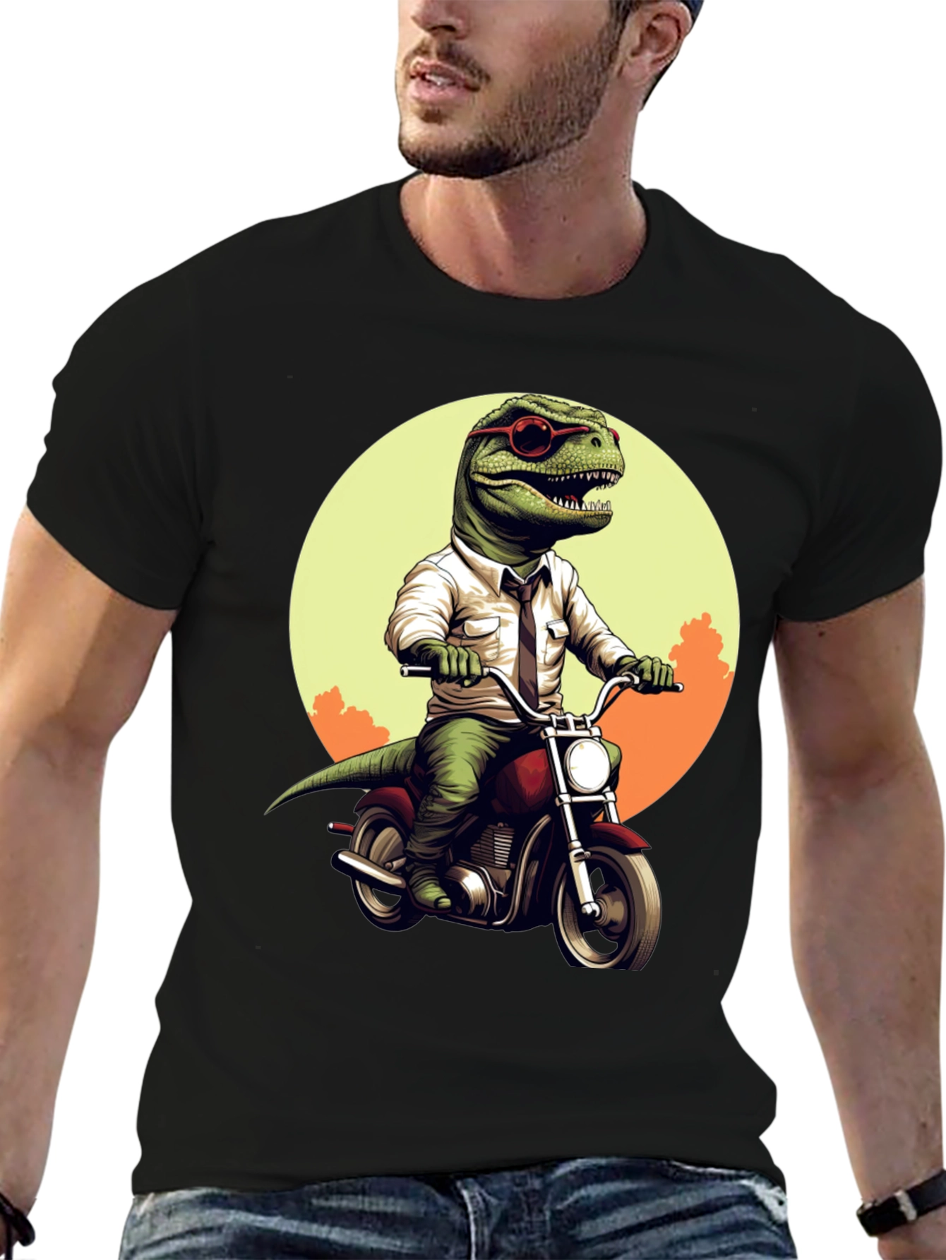 Dino Rider T-Shirt: Cool T-Rex on Motorcycle Tee