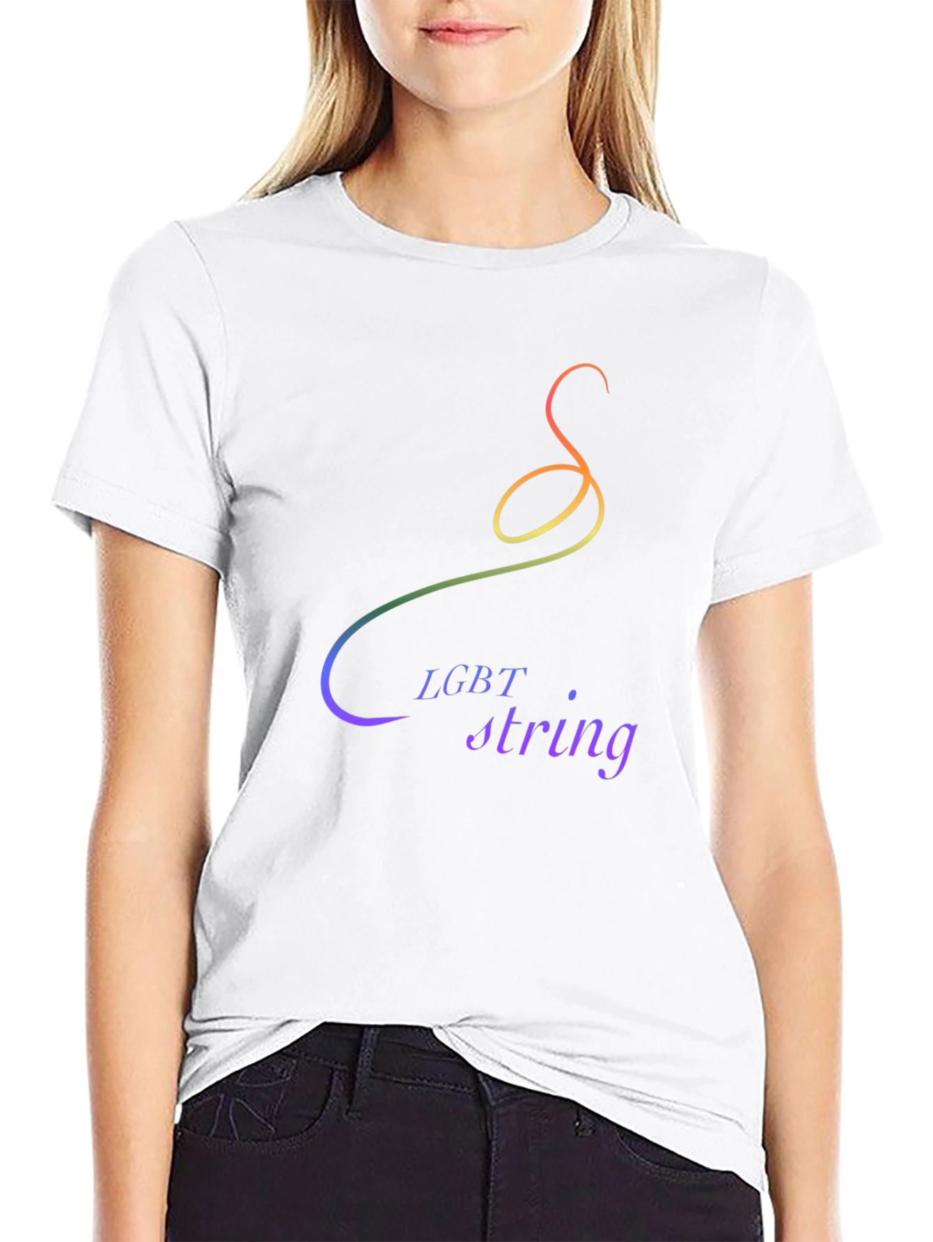LGBT String Graphic Tee - Pride Rainbow Design
