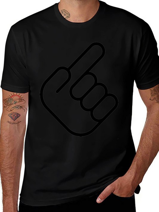 Pointing Finger Graphic Tee - Black Cotton Blend