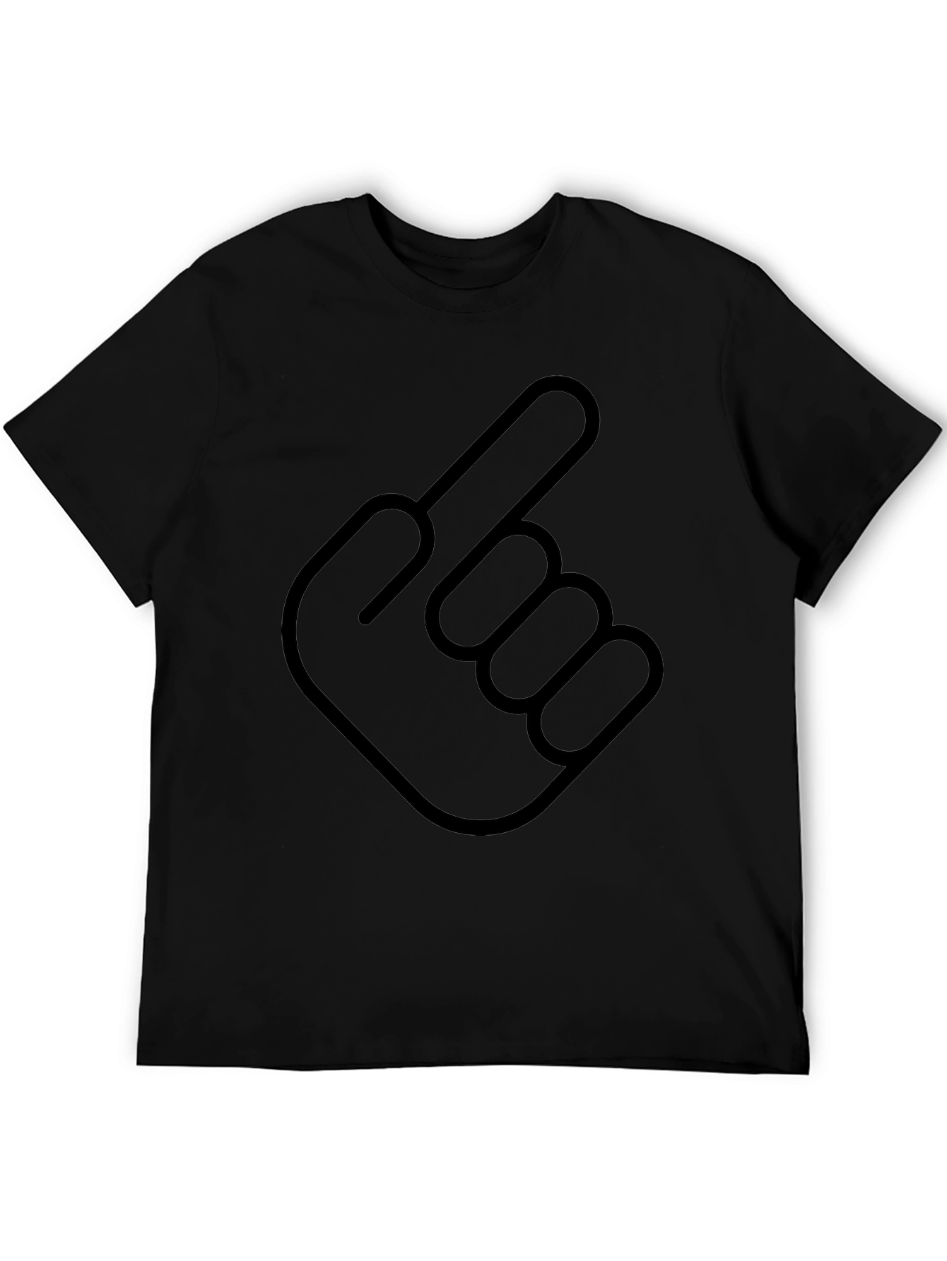 Pointing Finger Graphic Tee - Black Cotton Blend