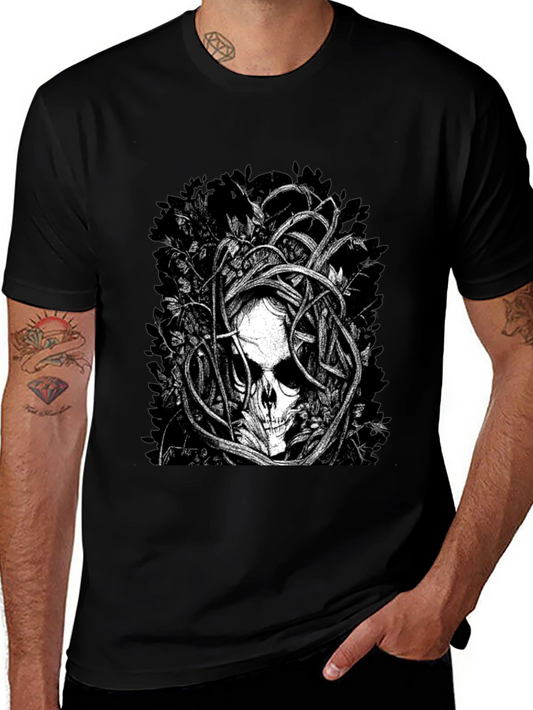 Skull & Vines Graphic Tee - Black