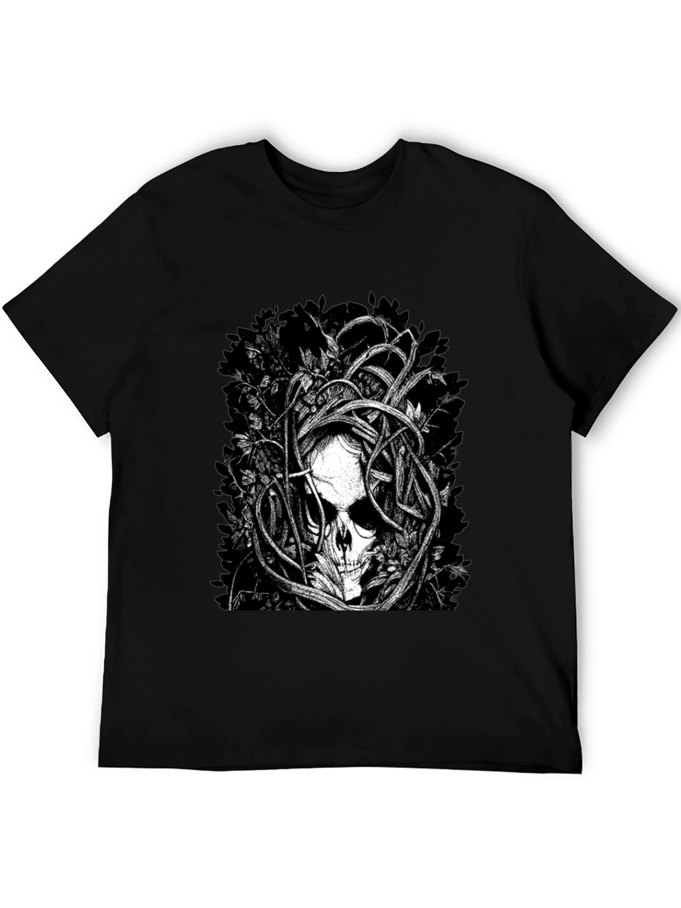 Skull & Vines Graphic Tee - Black