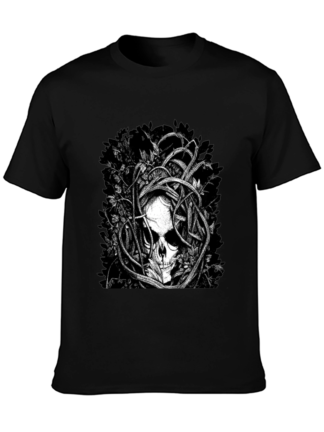 Skull & Vines Graphic Tee - Black