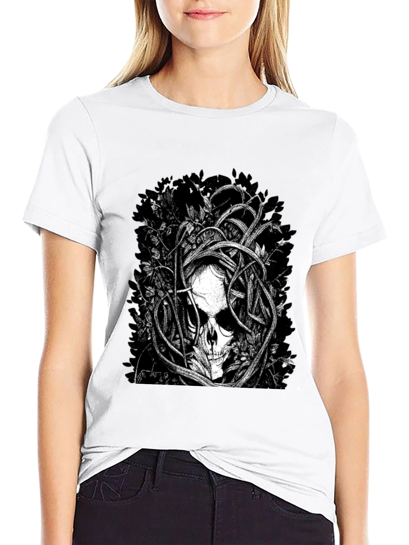 Skull & Vines Graphic Tee - Black