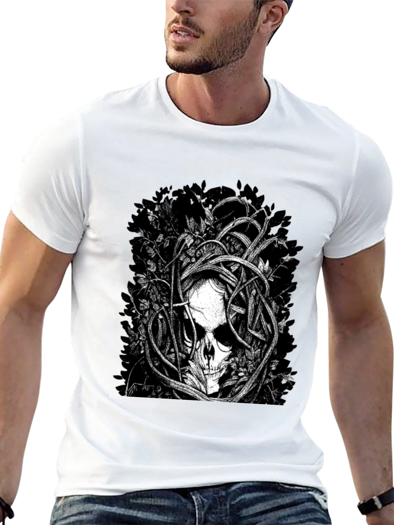 Skull & Vines Graphic Tee - Black