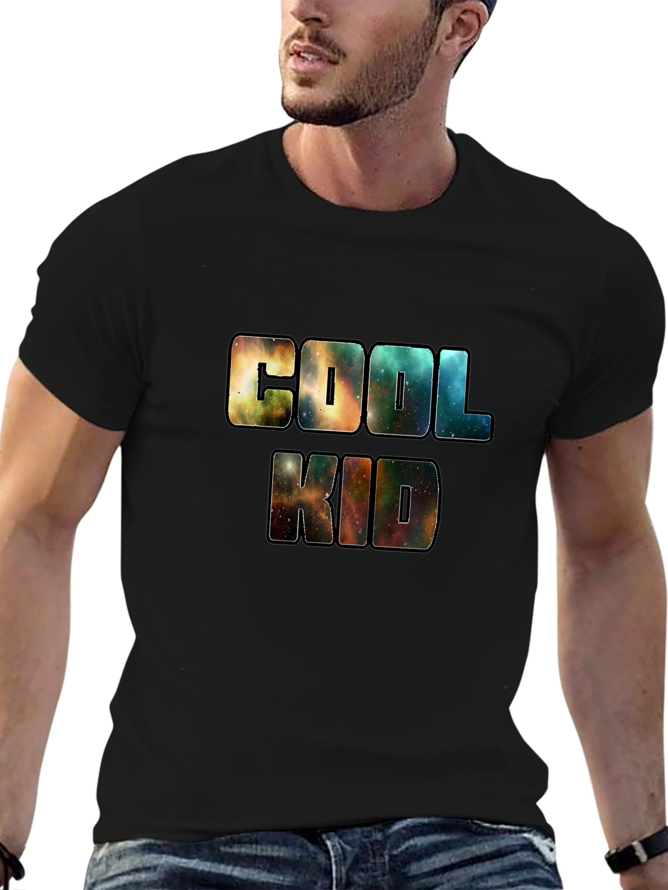 Cool Kid Galaxy Print Black T-Shirt
