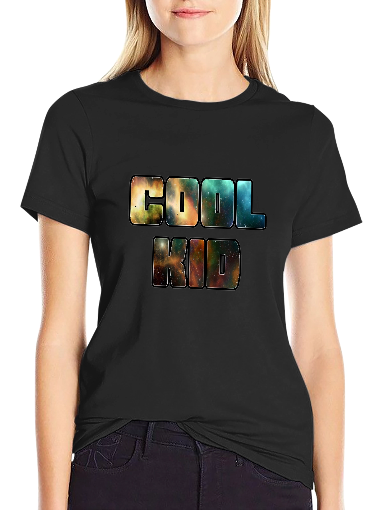 Cool Kid Galaxy Print Black T-Shirt