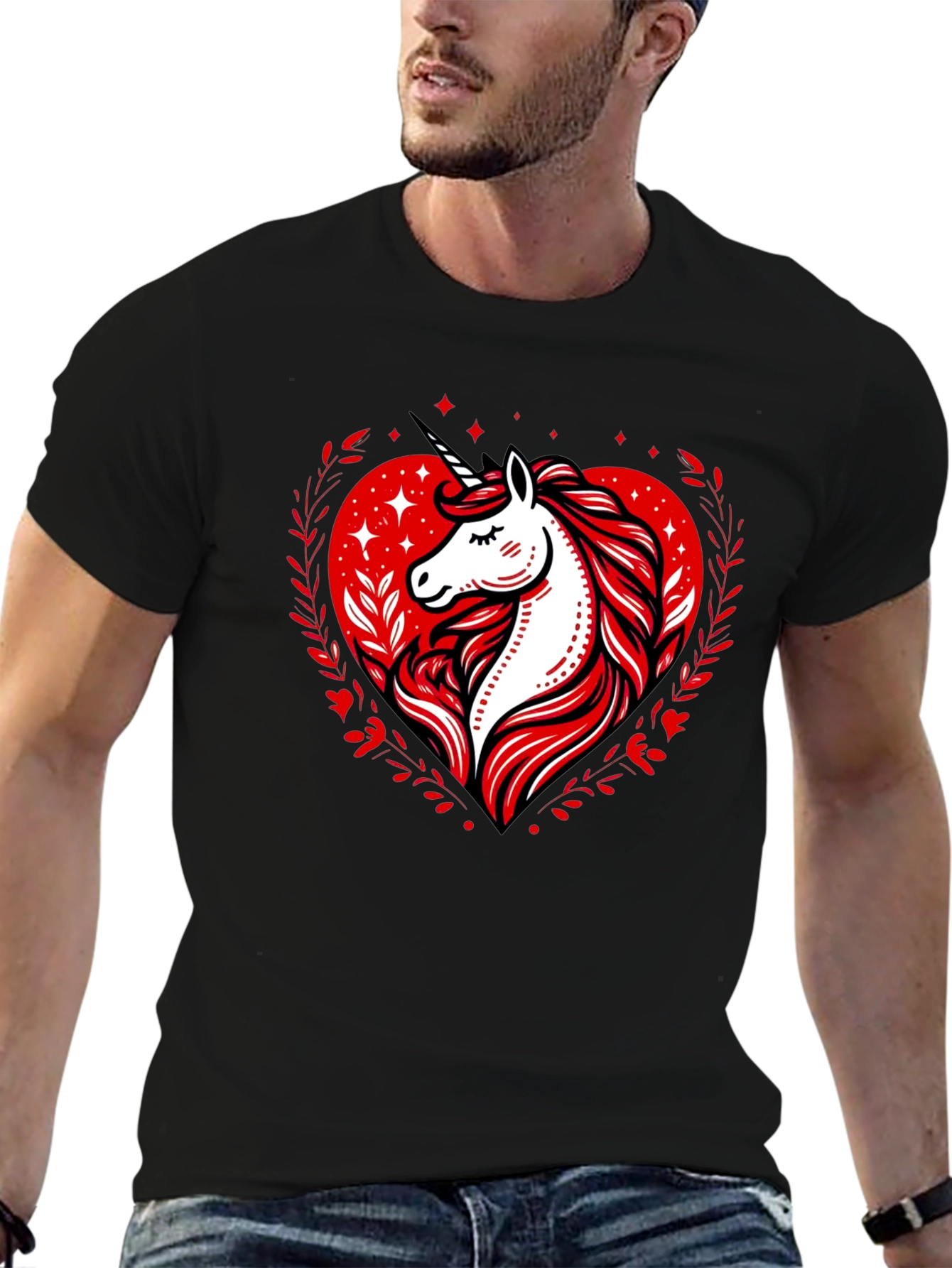 Unicorn Heart Graphic Tee - Black
