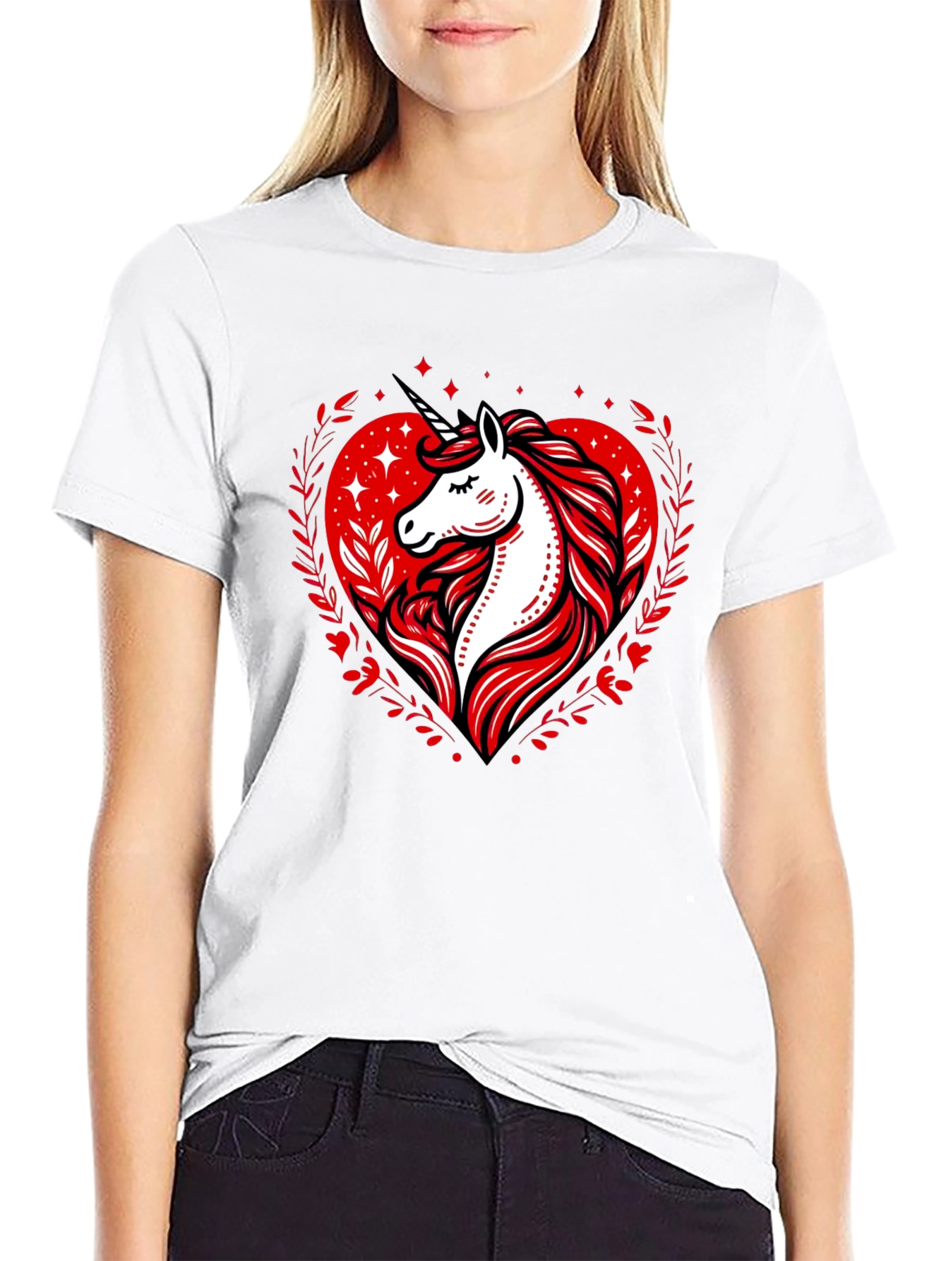 Unicorn Heart Graphic Tee - Black